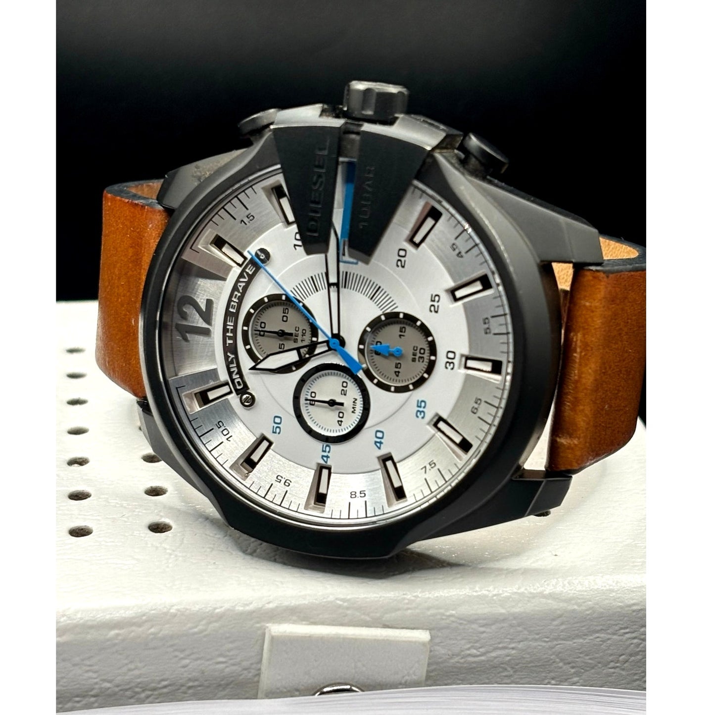 Diesel Mega Chief DZ4280 Iridescent Chronograph Tan Leather 51mm Watch