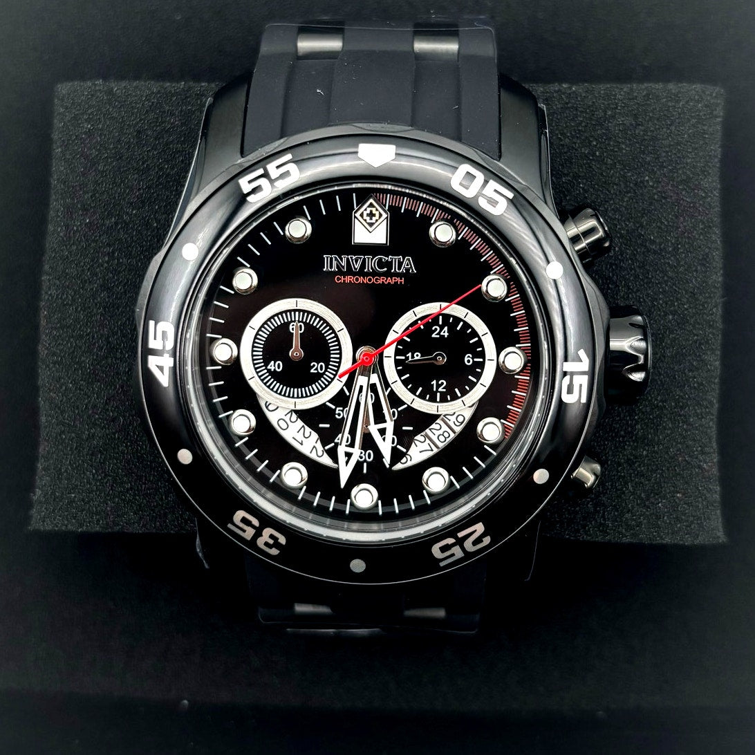 Invicta Pro Diver Scuba 37231 Mens 48mm Chronograph Black Quartz 100m NIBWT
