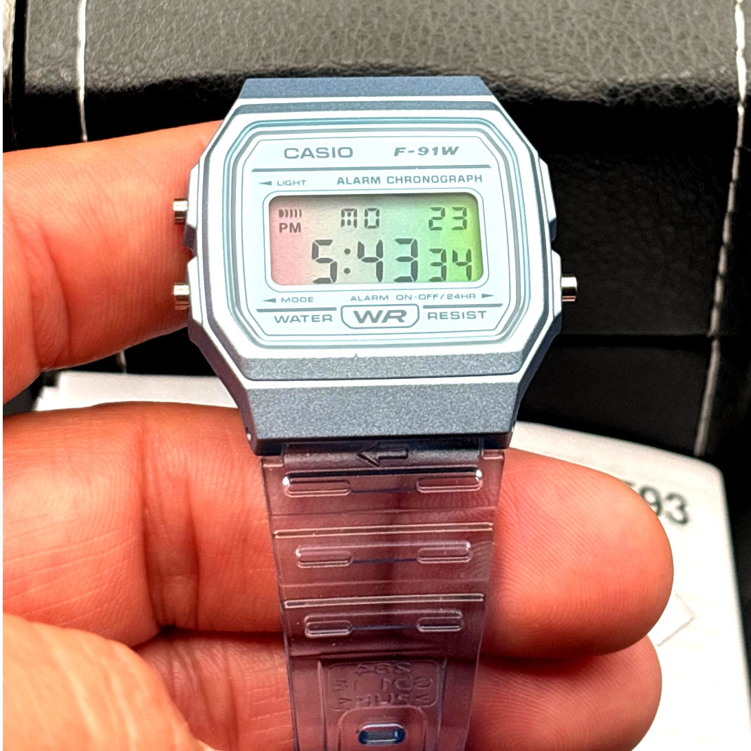 LWS Arctic Prism F91W Blue Clear Strap Retro Digital Mod Watch
