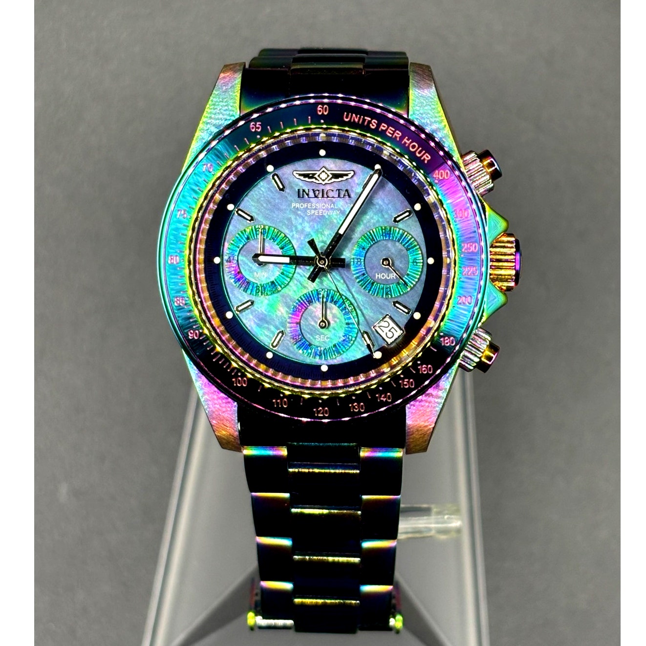 Invicta Speedway 23941 Rainbow MOP Chronograph 40mm Unisex Watch NIB