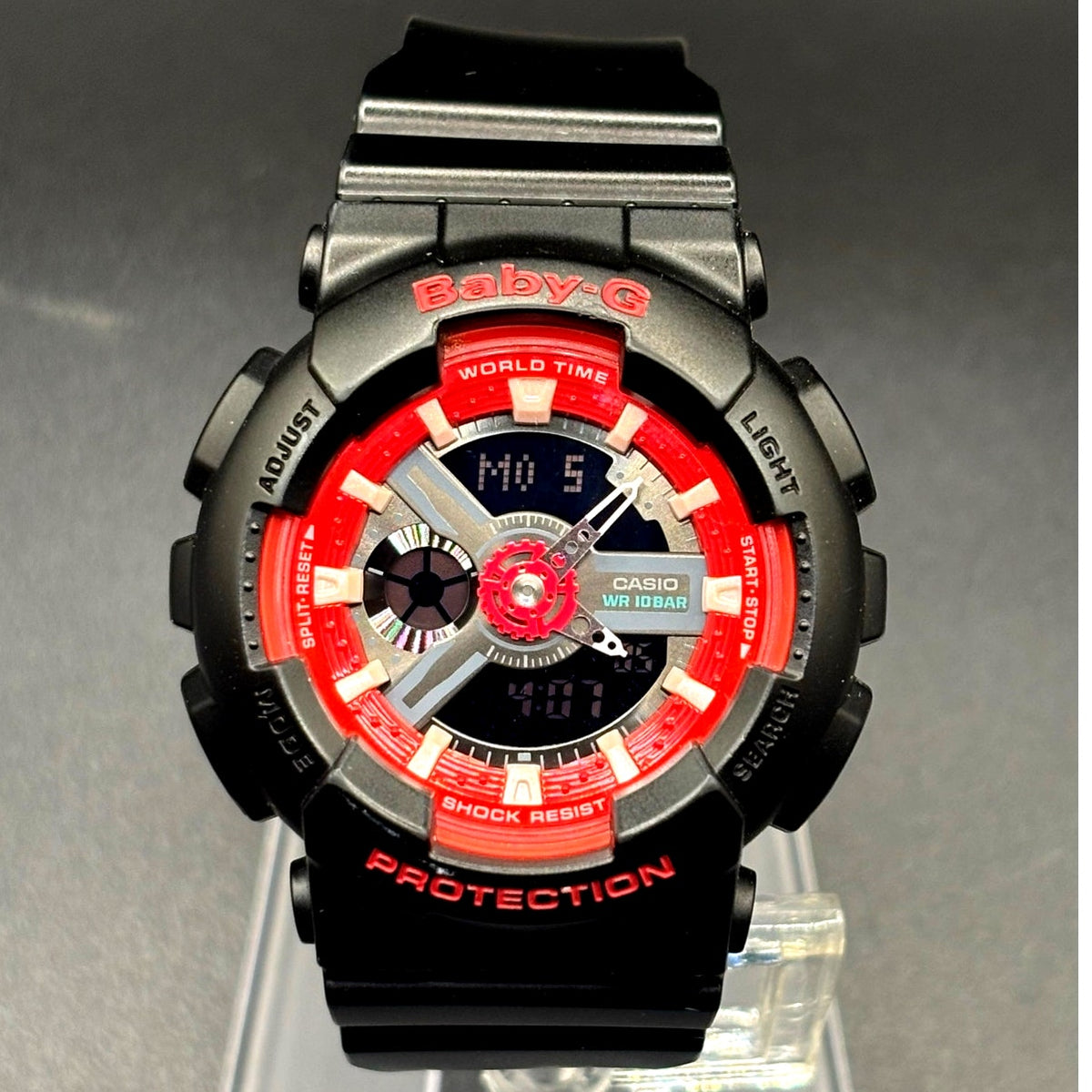 Casio Baby-G BA-110SN-1A Black Red Analog Digital Watch 100M