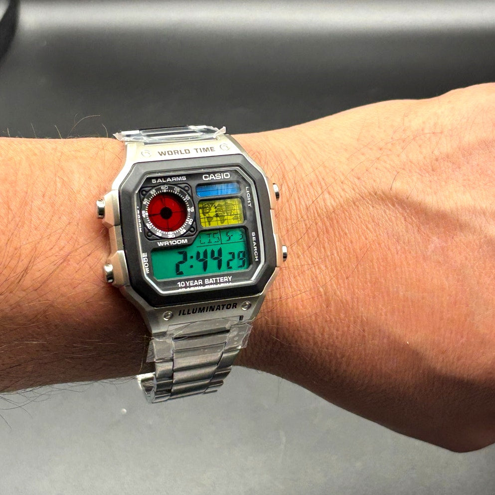 LWS Atlas Arcade Custom Casio AE1200 World Time Steel Bracelet Mod Watch