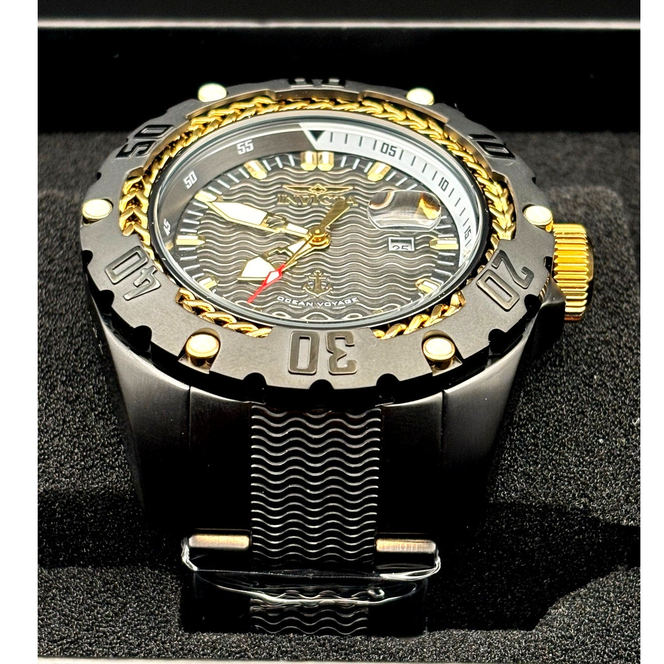 Invicta Ocean Voyage 47743 Black Gold Bezel 52mm Stainless Steel  Men's Watch