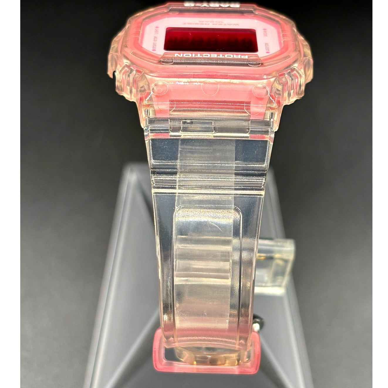 LWS Pink Ice Baby-G BGD565SJ Clear Strap Digital Mod Women's Watch