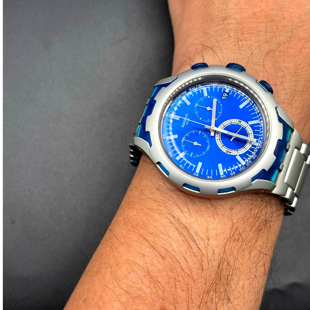 Swatch Irony X-Lite Endless Energy YYS4001AG 45mm Swiss Made Blue Chronograph