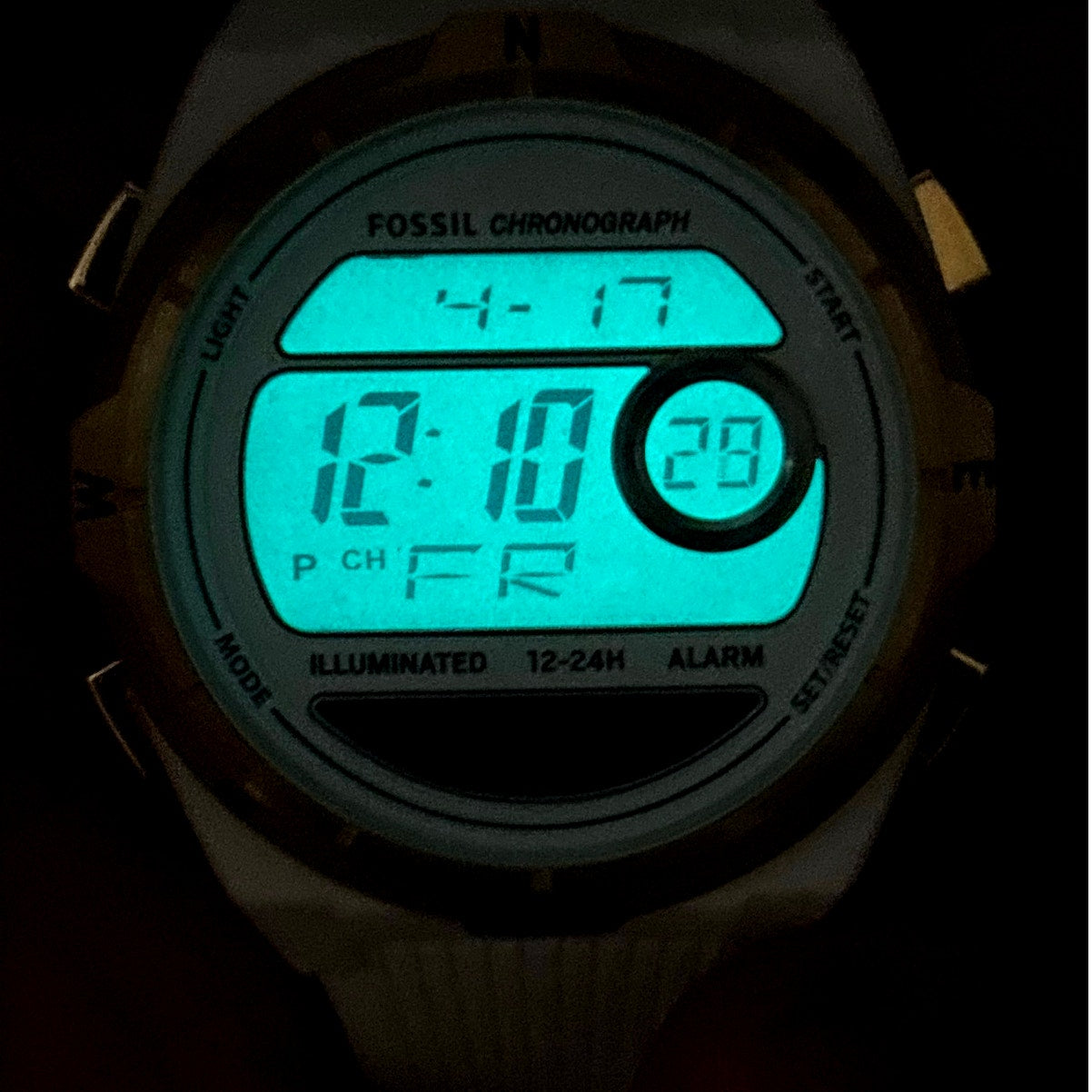 Fossil Everett ES5195 Unisex Solar Powered Digital White Silicone Watch NIBWT