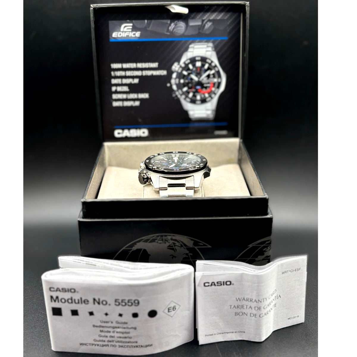Casio Edifice EFR-558DB-1AV Chronograph Black Dial Stainless Steel Watch
