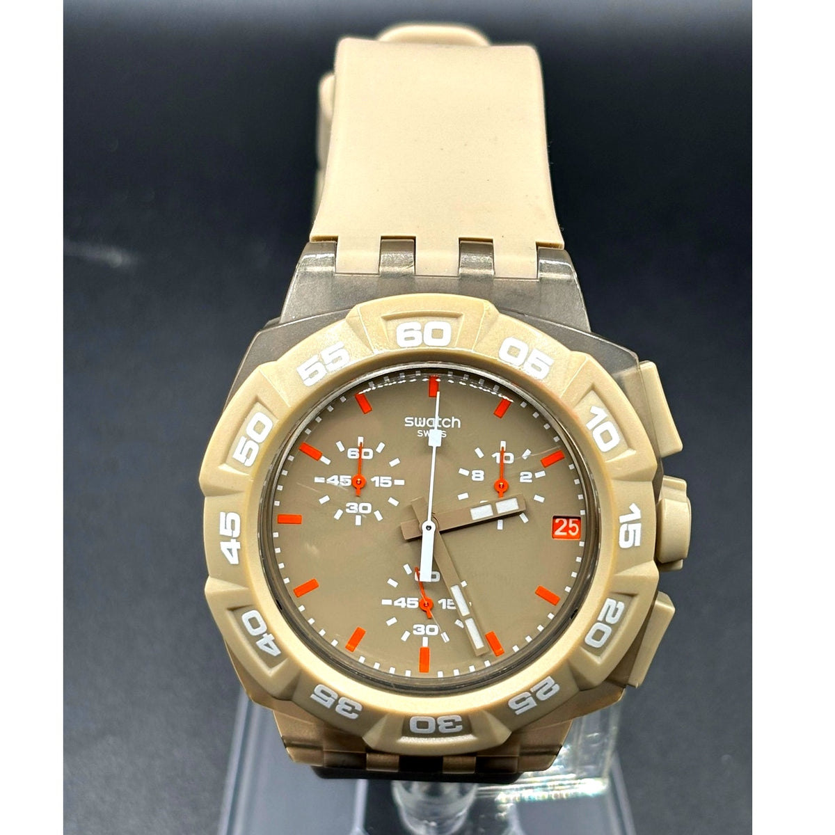 Swatch Beige Hero SUIT400 Chronograph Swiss Quartz Men’s Watch 44mm