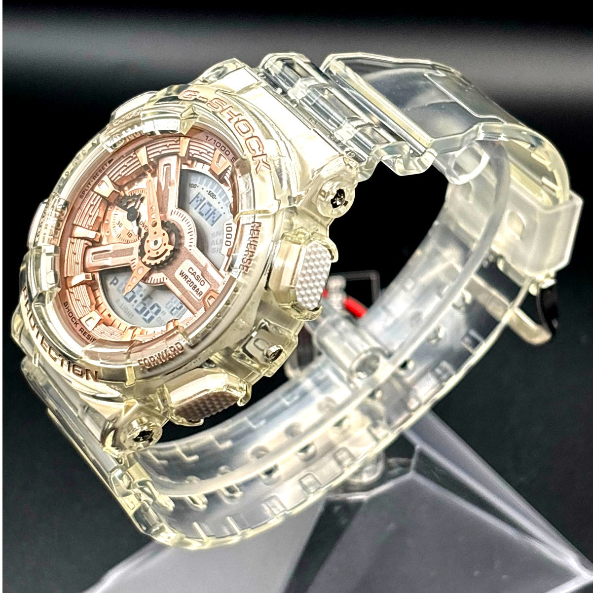 Casio G-Shock GMA-S110SR-7A Women's Rose Gold Clear Analog Digital Watch NIBWT