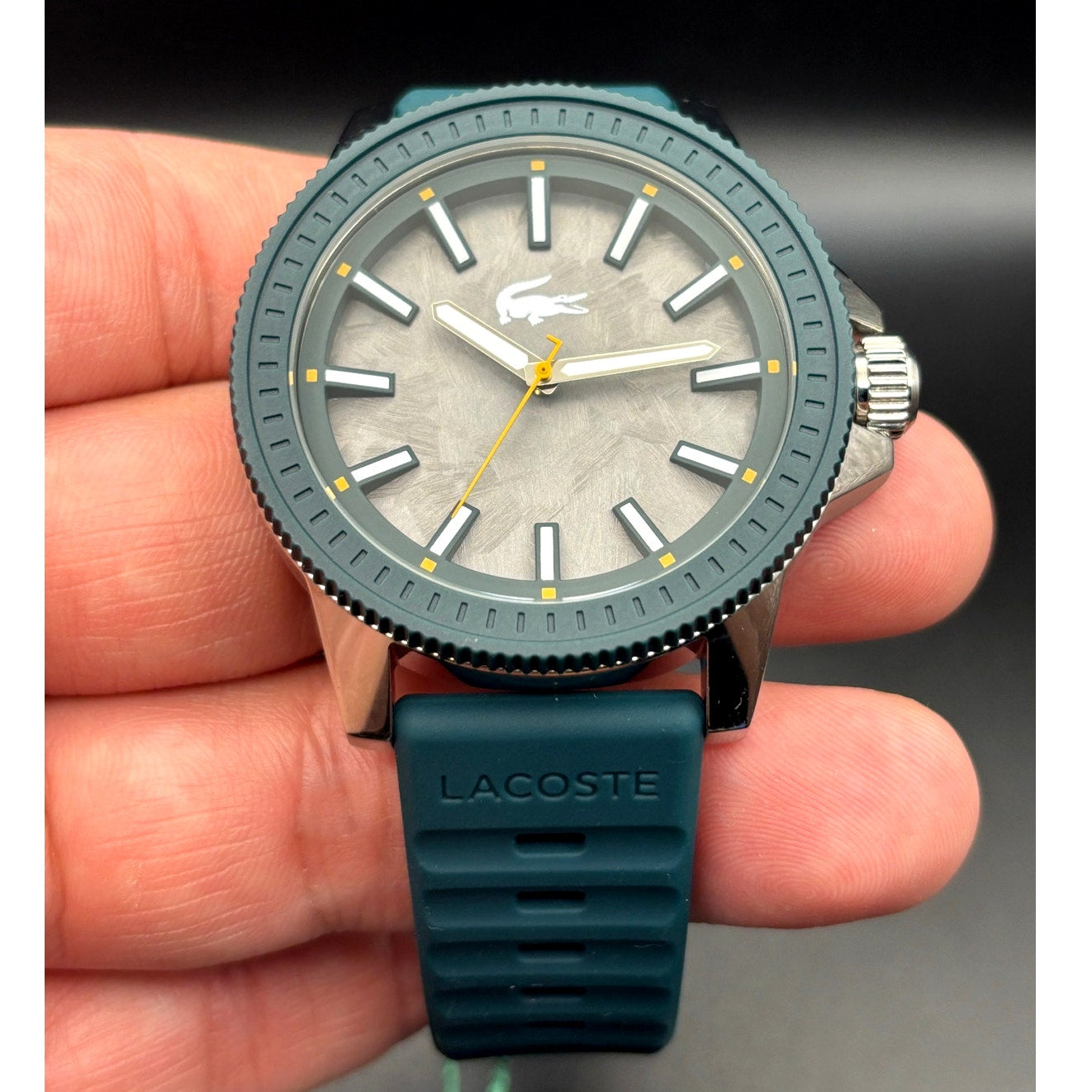 Lacoste Highkey 2011358 Men’s Green Silicone Strap Quartz Watch NIBWT