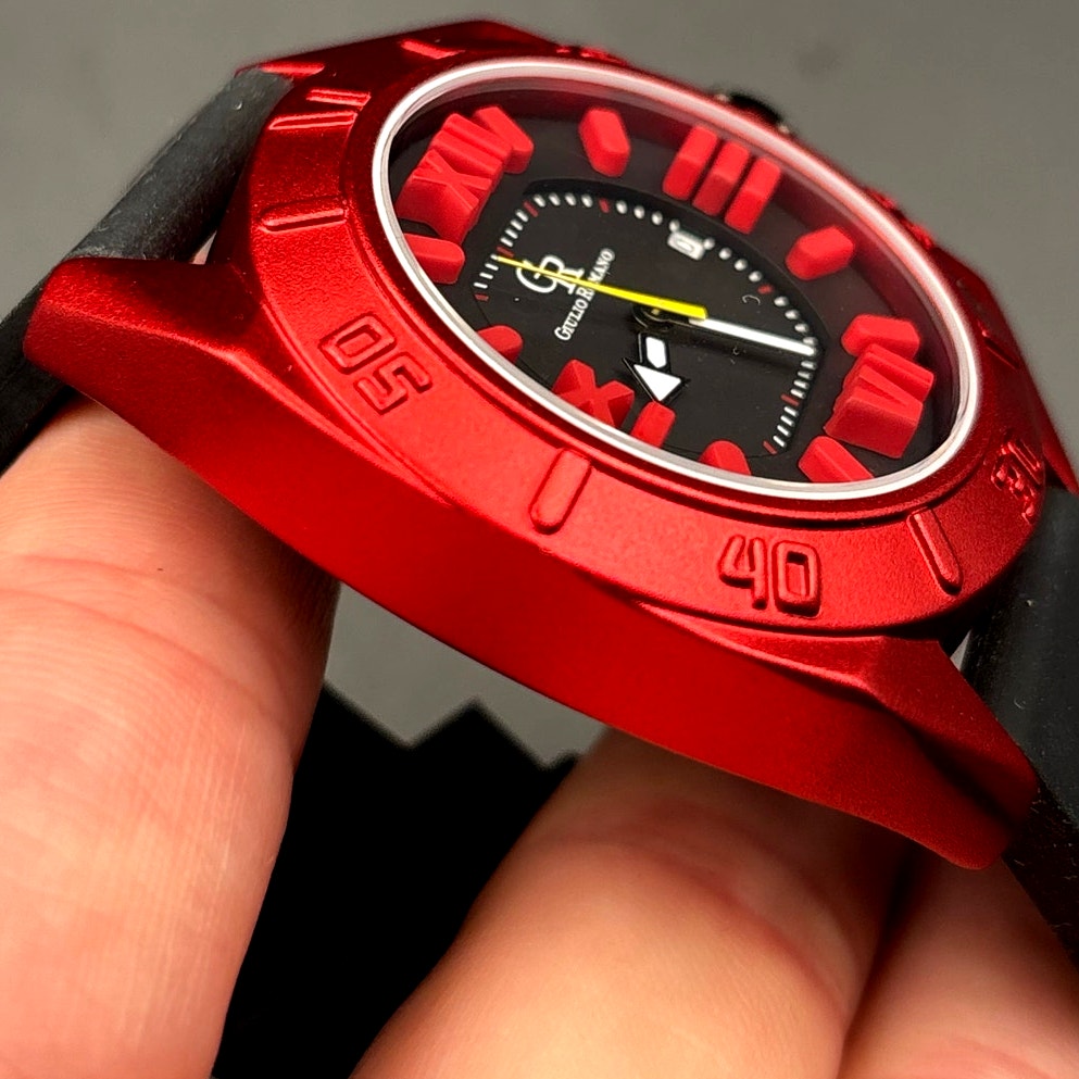 Giulio Romano Men’s Termoli GR-6000-17-004 Red Bezel Black Rubber Watch LNIB