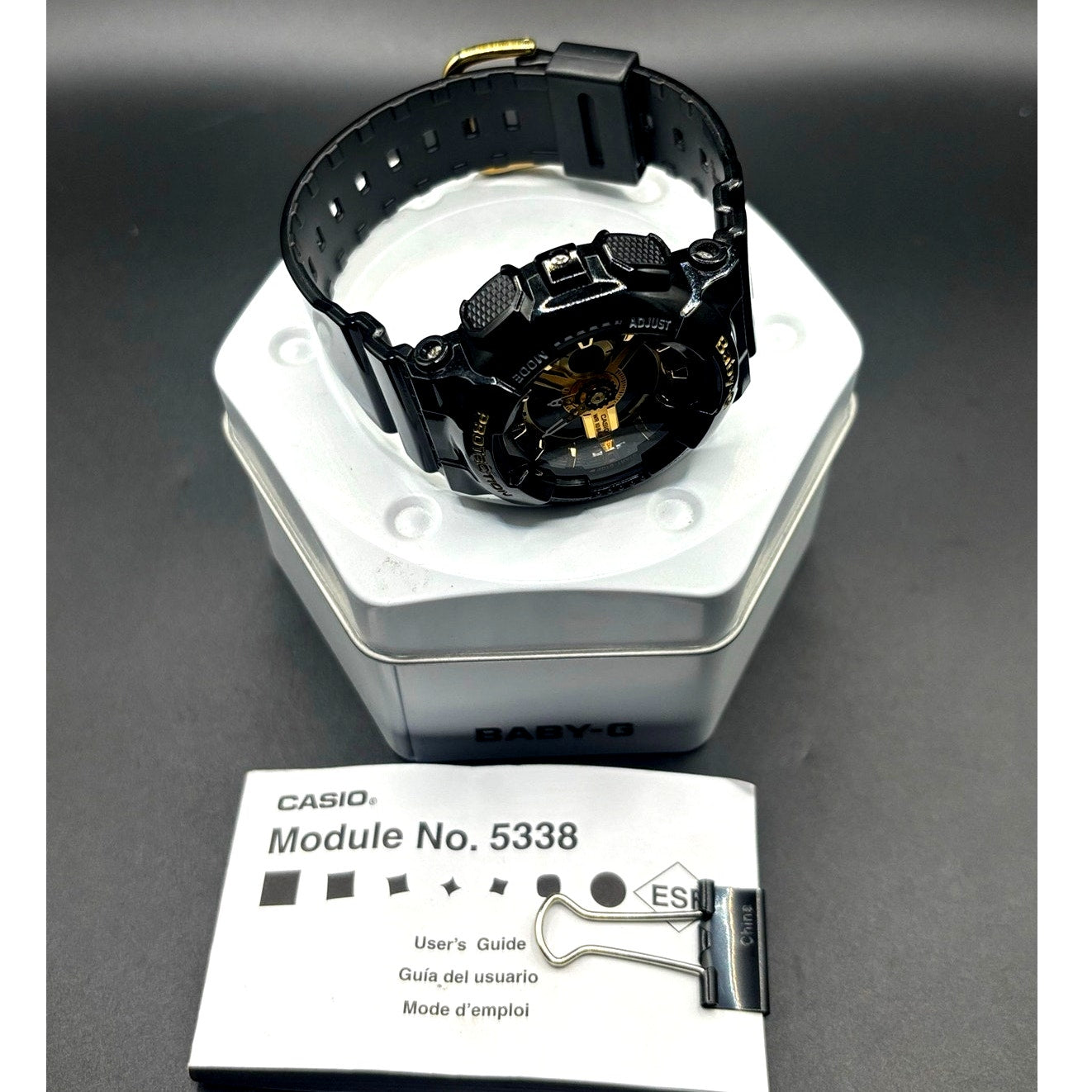 Casio Baby-G BA110-1A Black Metallic Gold Analog Digital Women's Watch NIB
