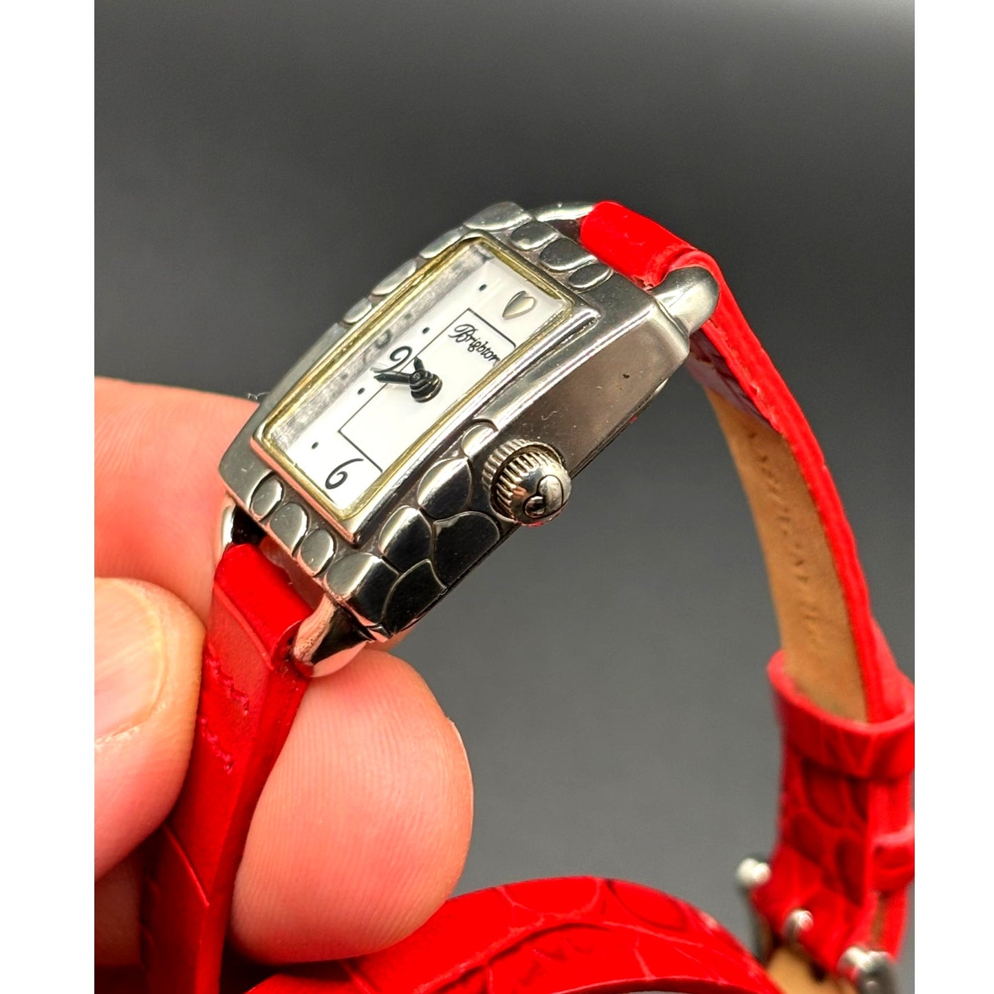 Brighton Petoskey Women's Genuine Italian Red Leather Strap Vintage Watch NIB