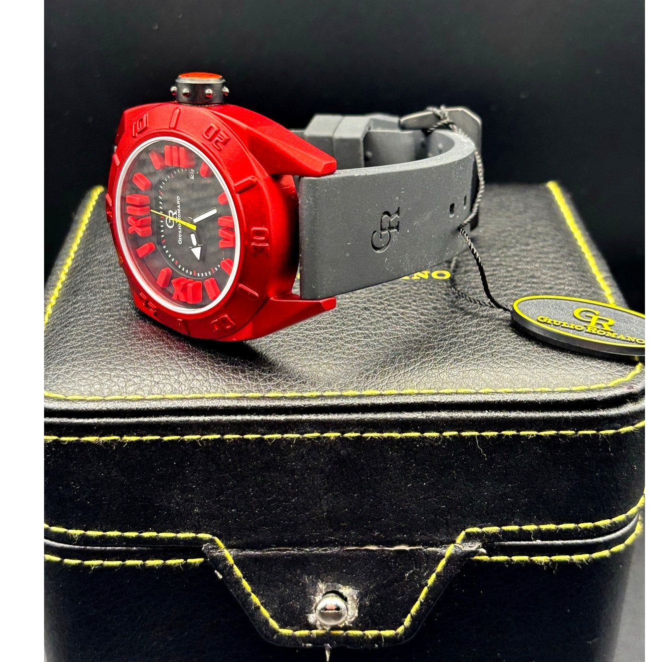 Giulio Romano Men’s Termoli GR-6000-17-004 Red Bezel Black Rubber Watch LNIB