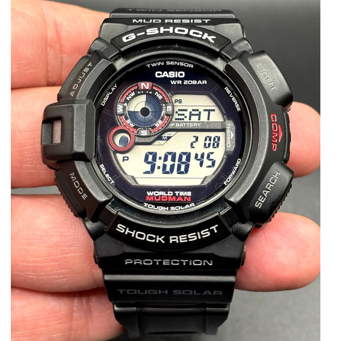 Casio G-Shock Mudman G9300-1 Tough Solar Twin Sensor Digital Men's Watch