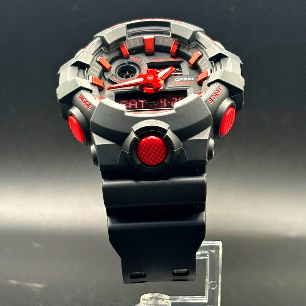 Casio G-Shock GA-700BNR-1A Ignite Red Blackout Analog Digital Watch NIB