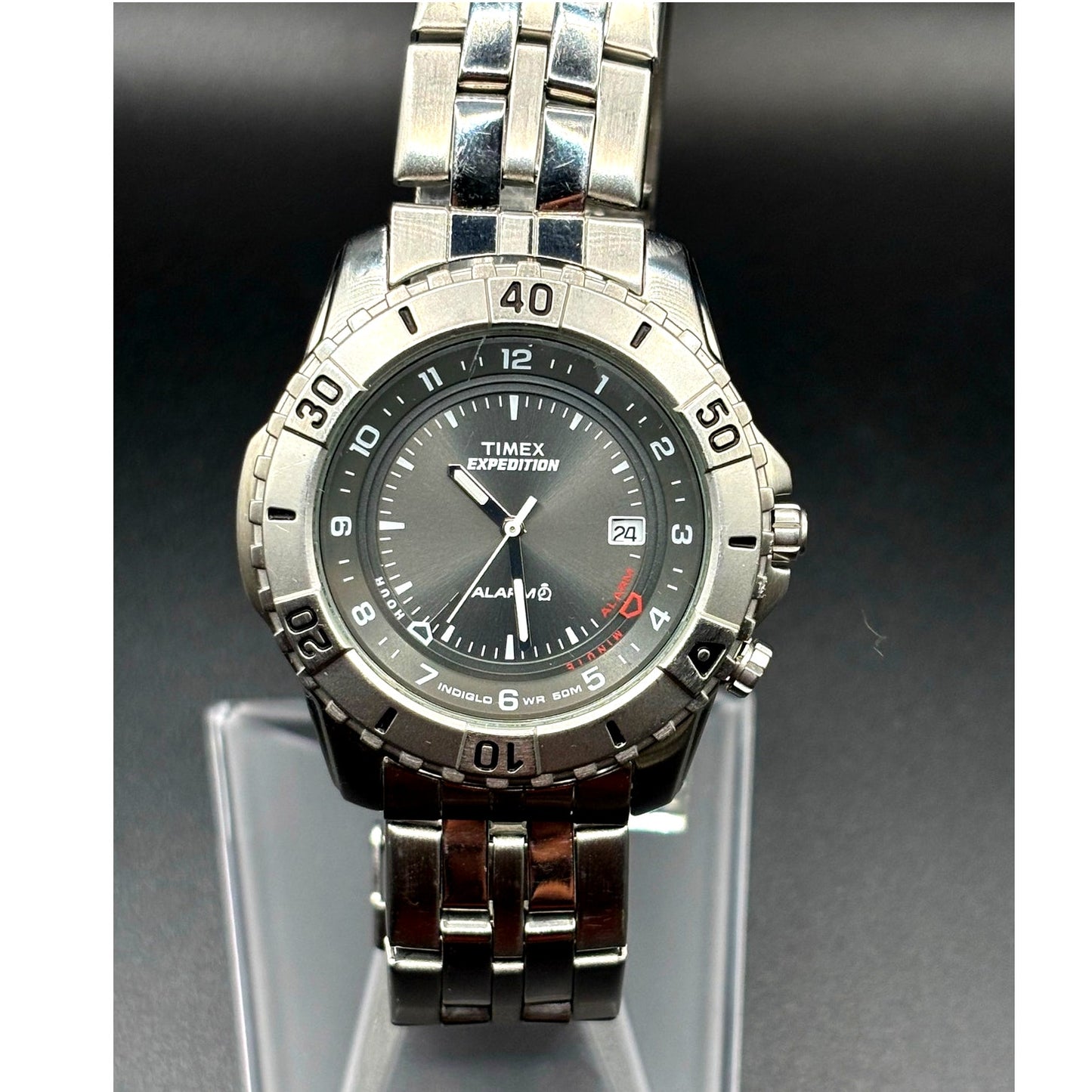 Timex Expedition T43391 Shenmue Alarm Indiglo Steel Bracelet 39mm Vintage Watch