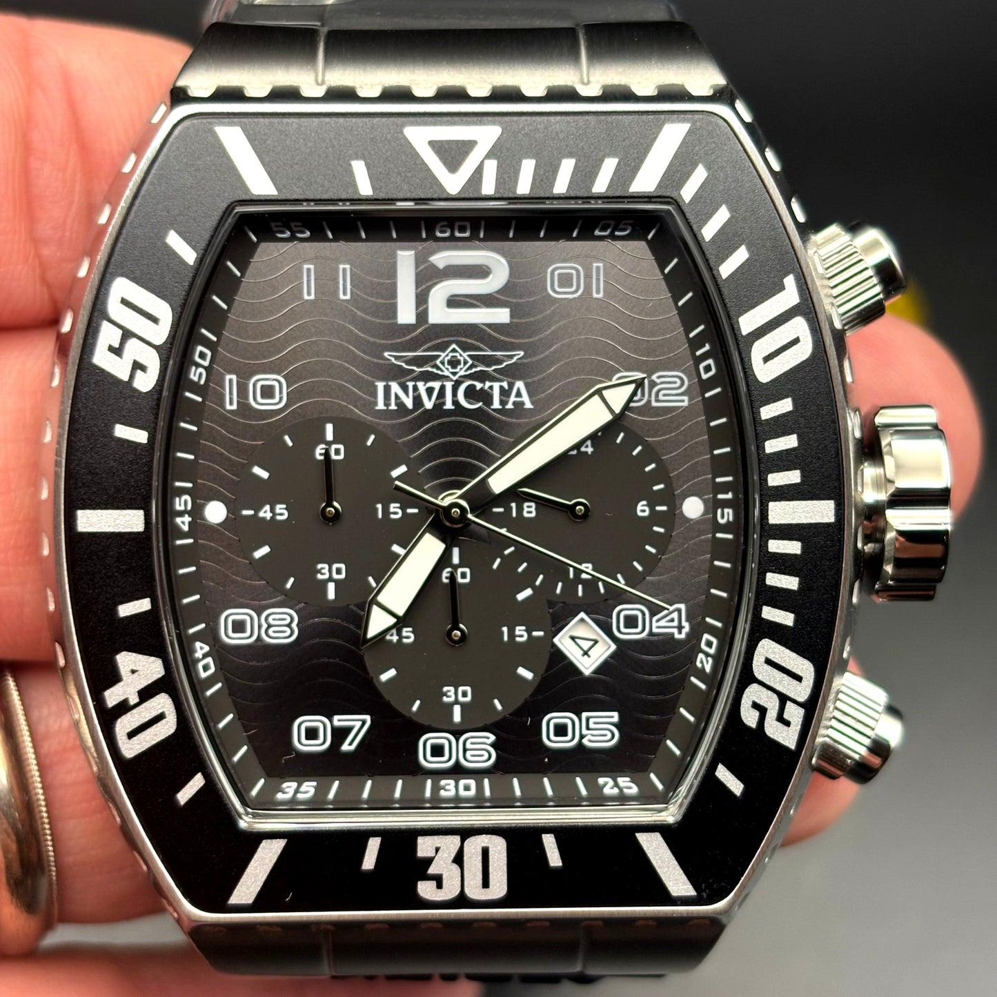 Invicta 47282 Pro Diver Airlock Men's Chronograph Black Dial Silicone Strap New