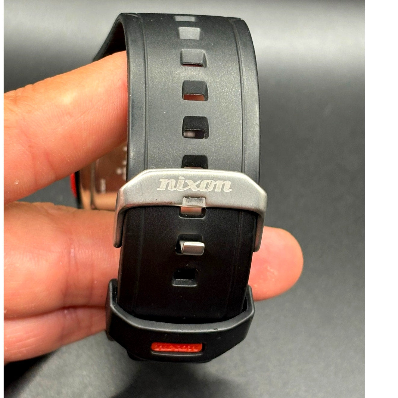 Nixon Lodown Digital Tide Surf Watch Black Red 100M Water Resistant