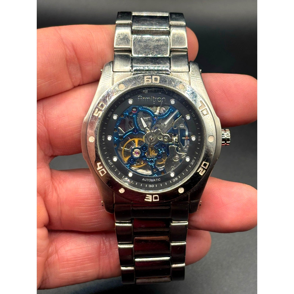 Armitron 20/4406SV Men’s Automatic Skeleton Watch 44mm Stainless Steel