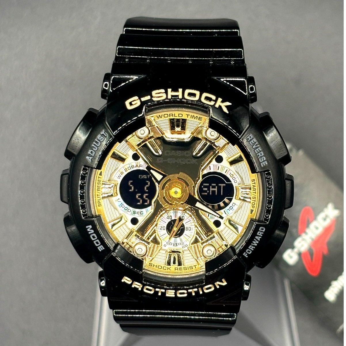 Casio G-Shock GMAS120GB-1A Women's Black Gold Silver Metallic Ana-Digi Watch NWT
