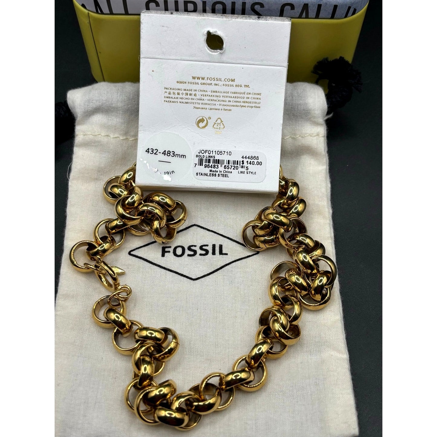 Fossil Women’s Archival Bold Links Chain Necklace JOF01105710 NIBWT