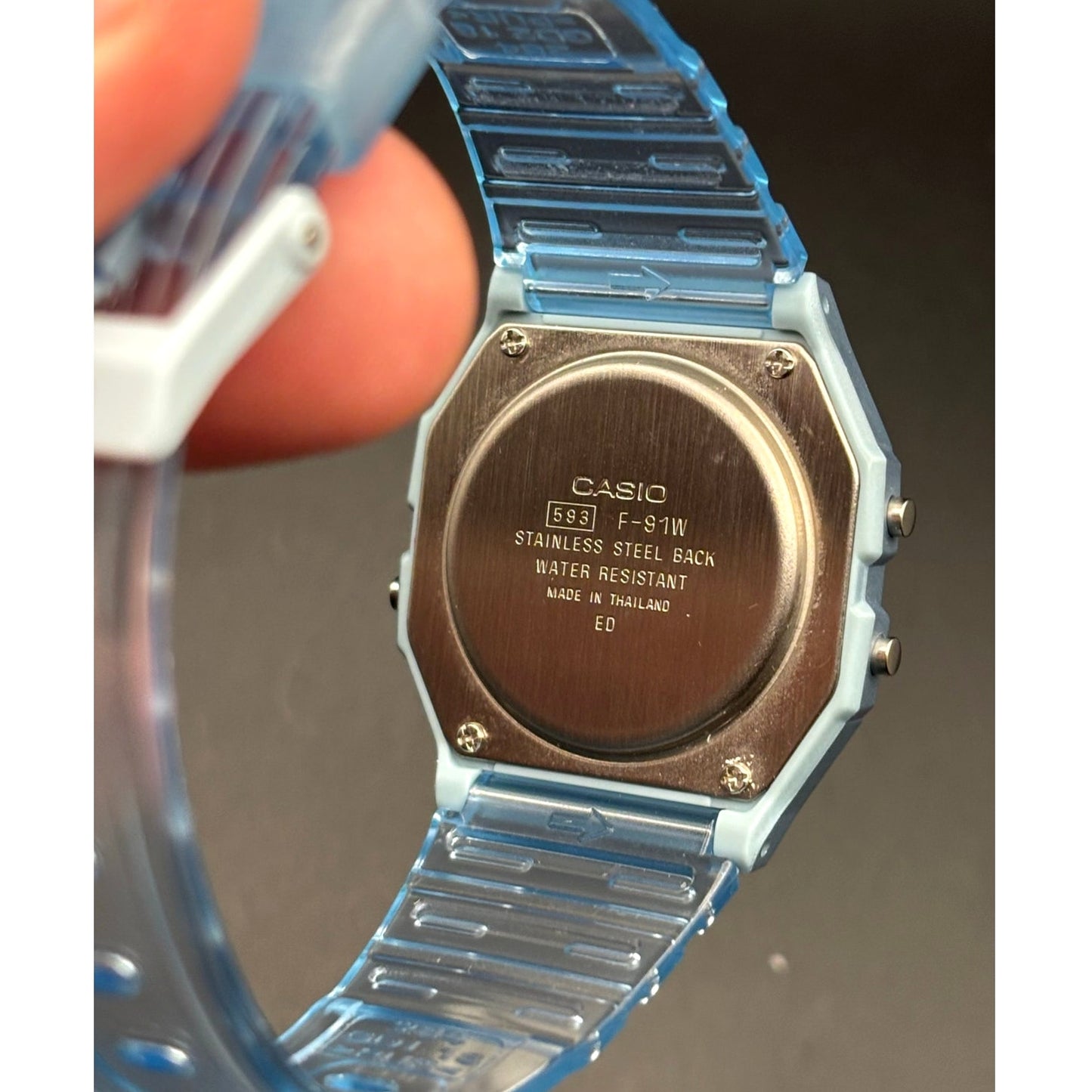 LWS Arctic Prism F91W Blue Clear Strap Retro Digital Mod Watch