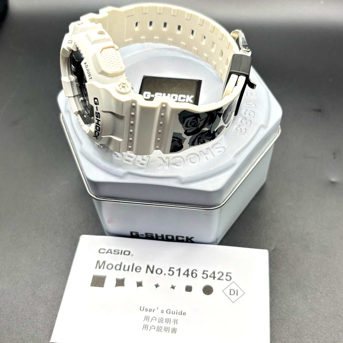 Casio G-Shock GMA-S110F-7A Tribal Rose White Analog Digital Women's Watch NIB
