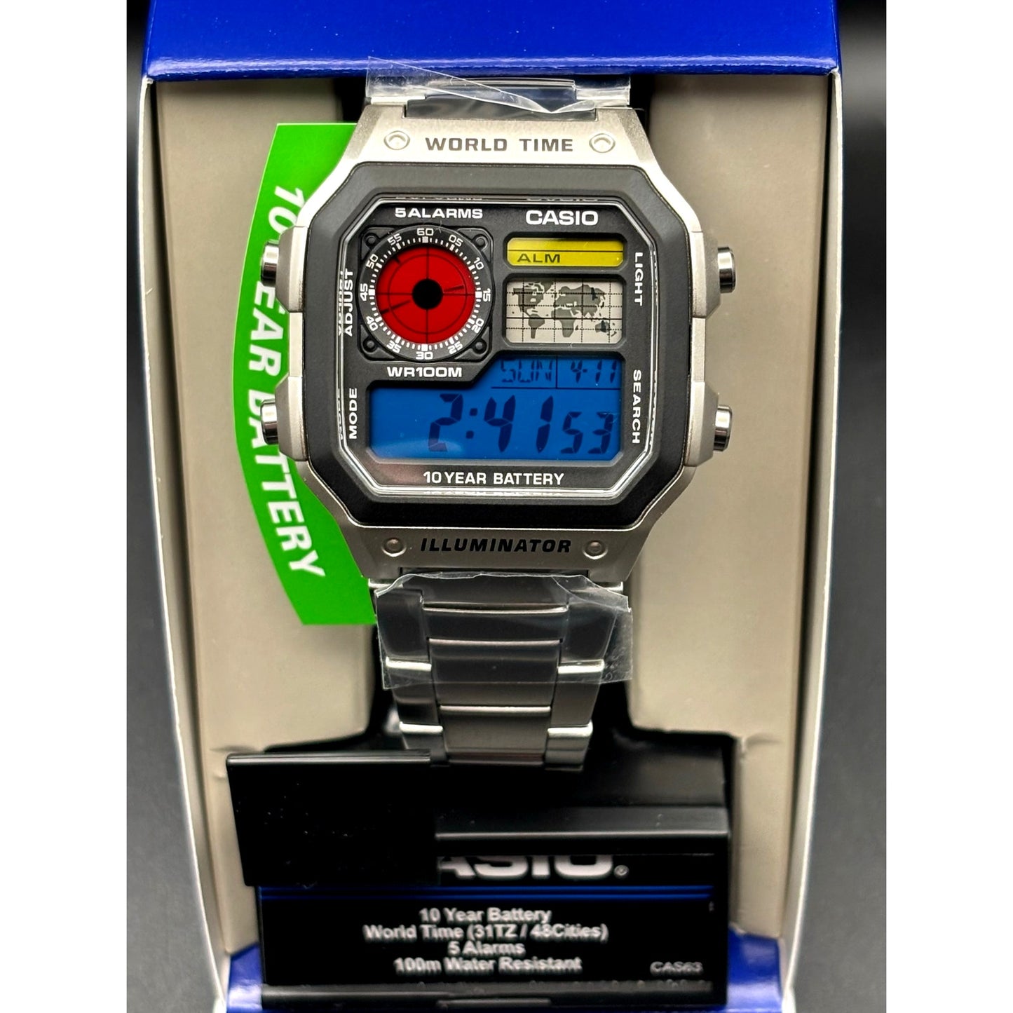 LWS Atlas Meridian Casio AE1200WHD World Time Stainless Steel Bracelet Mod Watch