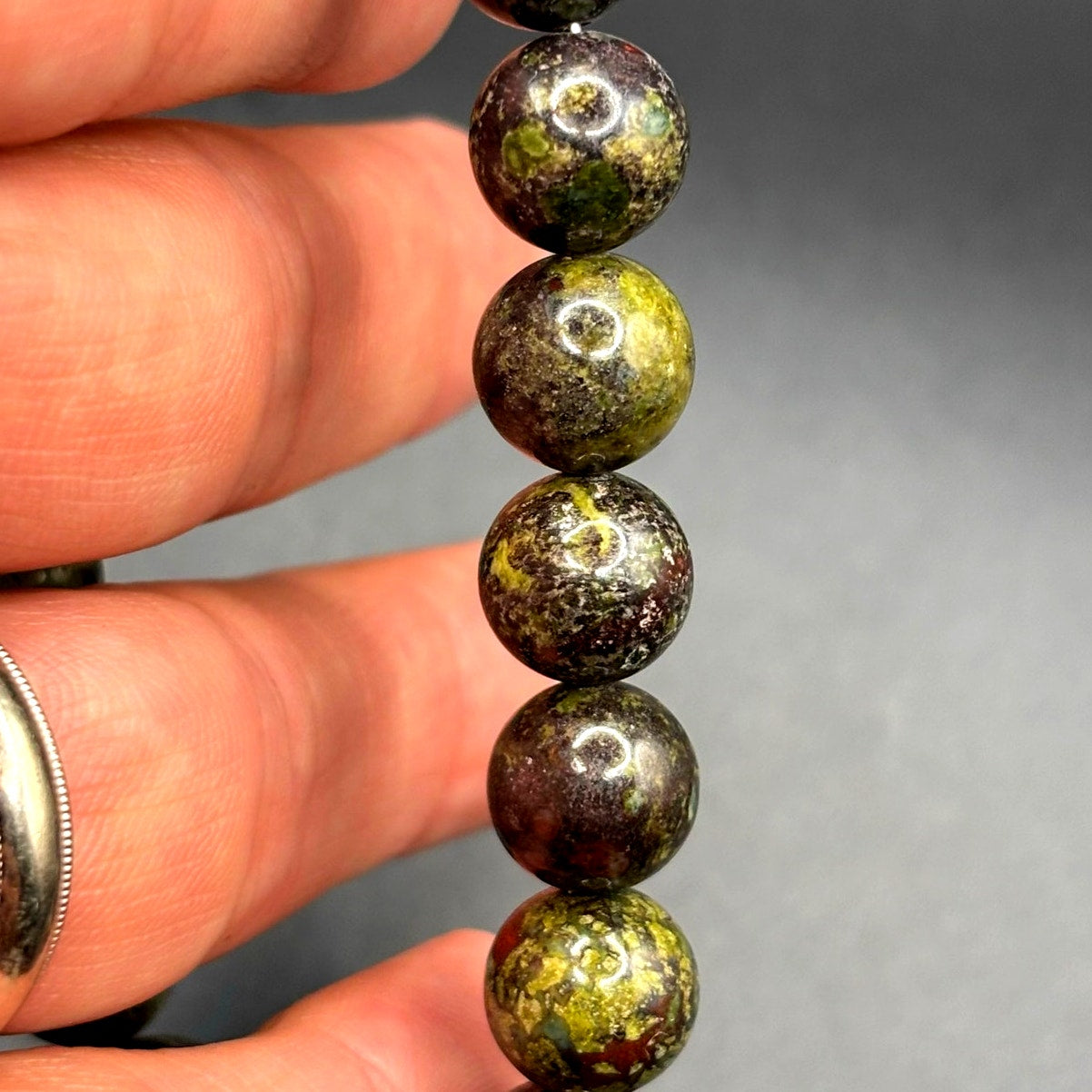 Blackjack BJB244DG Men’s 10mm Dragon Stone Stainless Steel Beaded Bracelet NWT