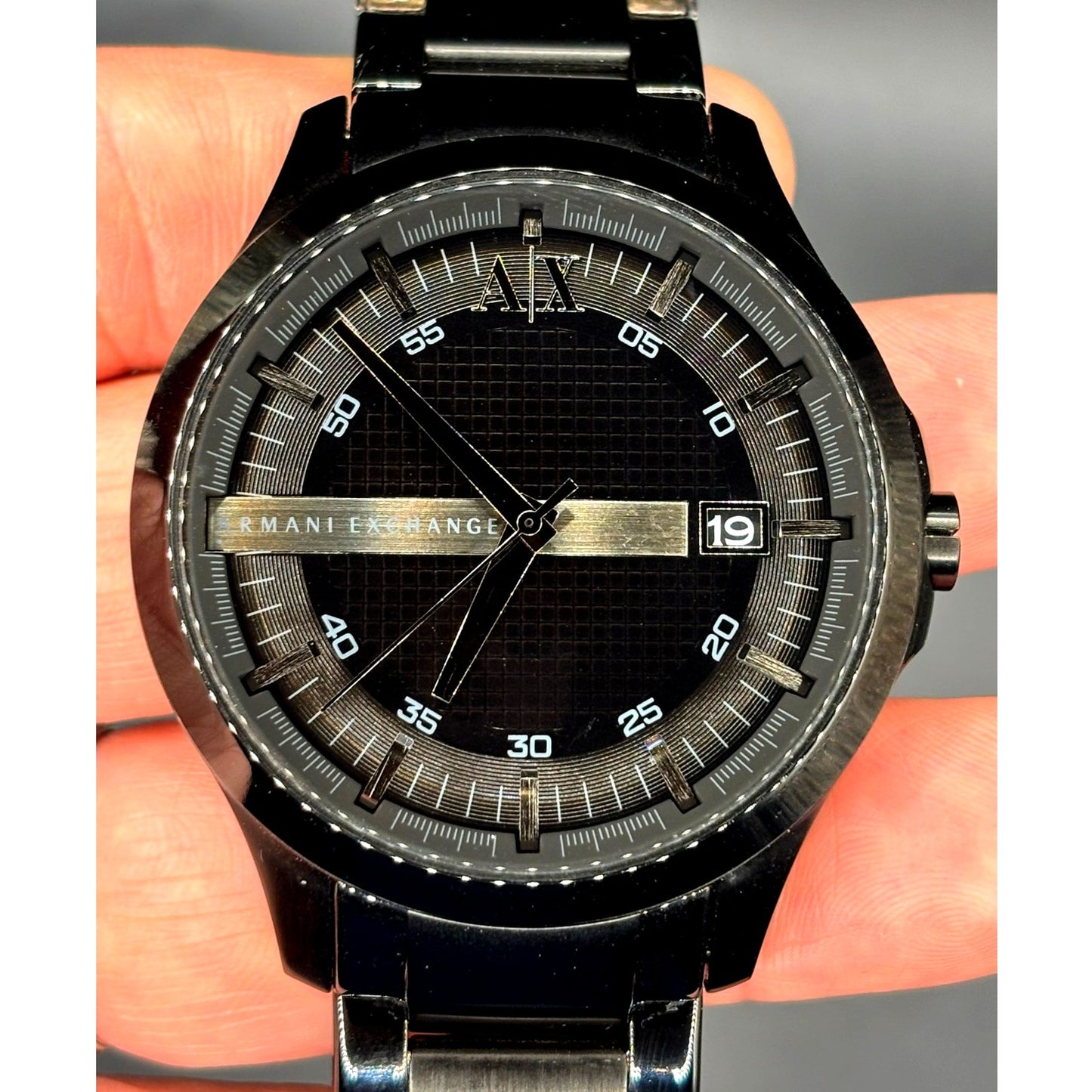 Armani Exchange AX2104 Hampton Black Ion Plated Men's Watch Date 46mm