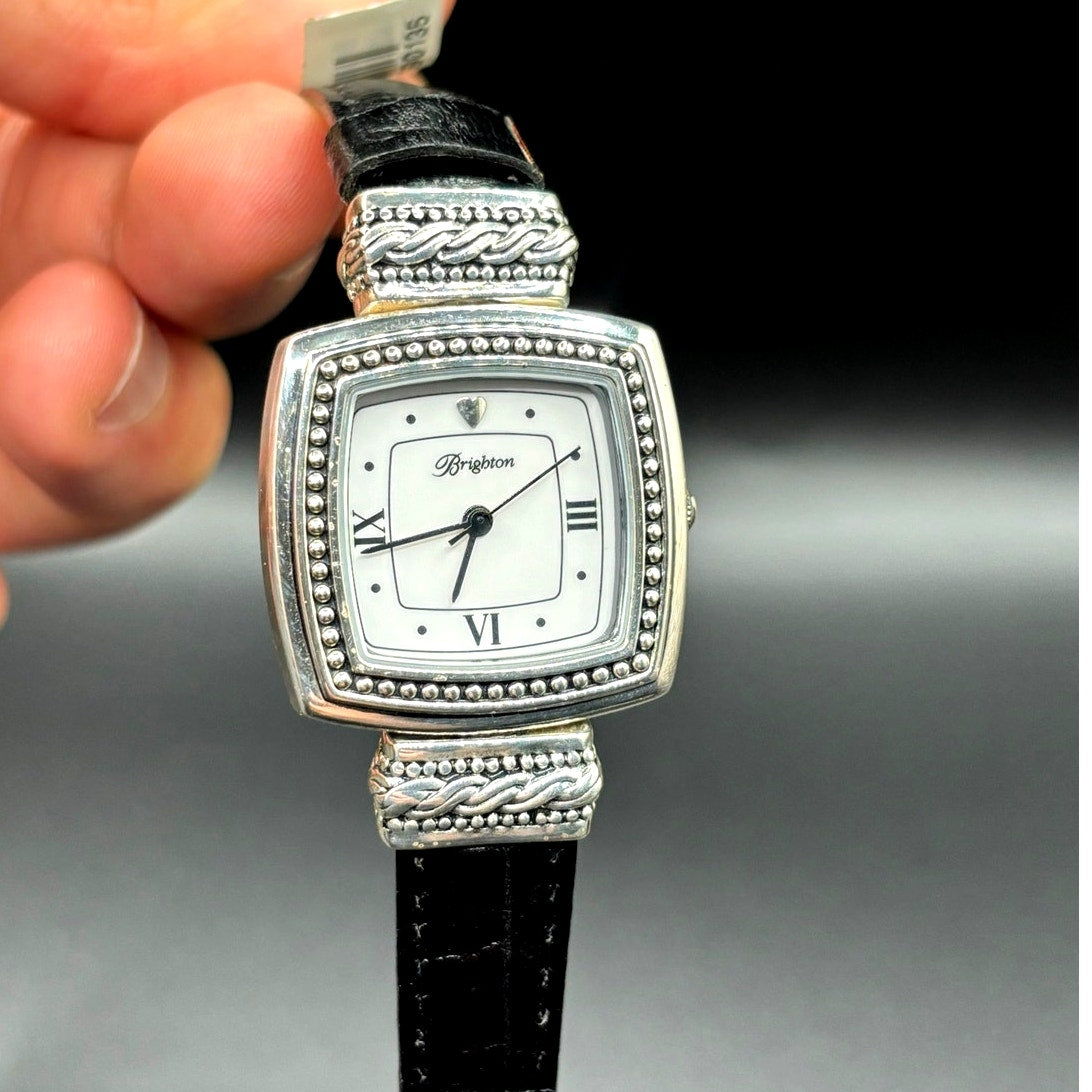 Brighton Toulouse W3130 Womens Reversible Brown Black Leather Strap Watch NIBWT