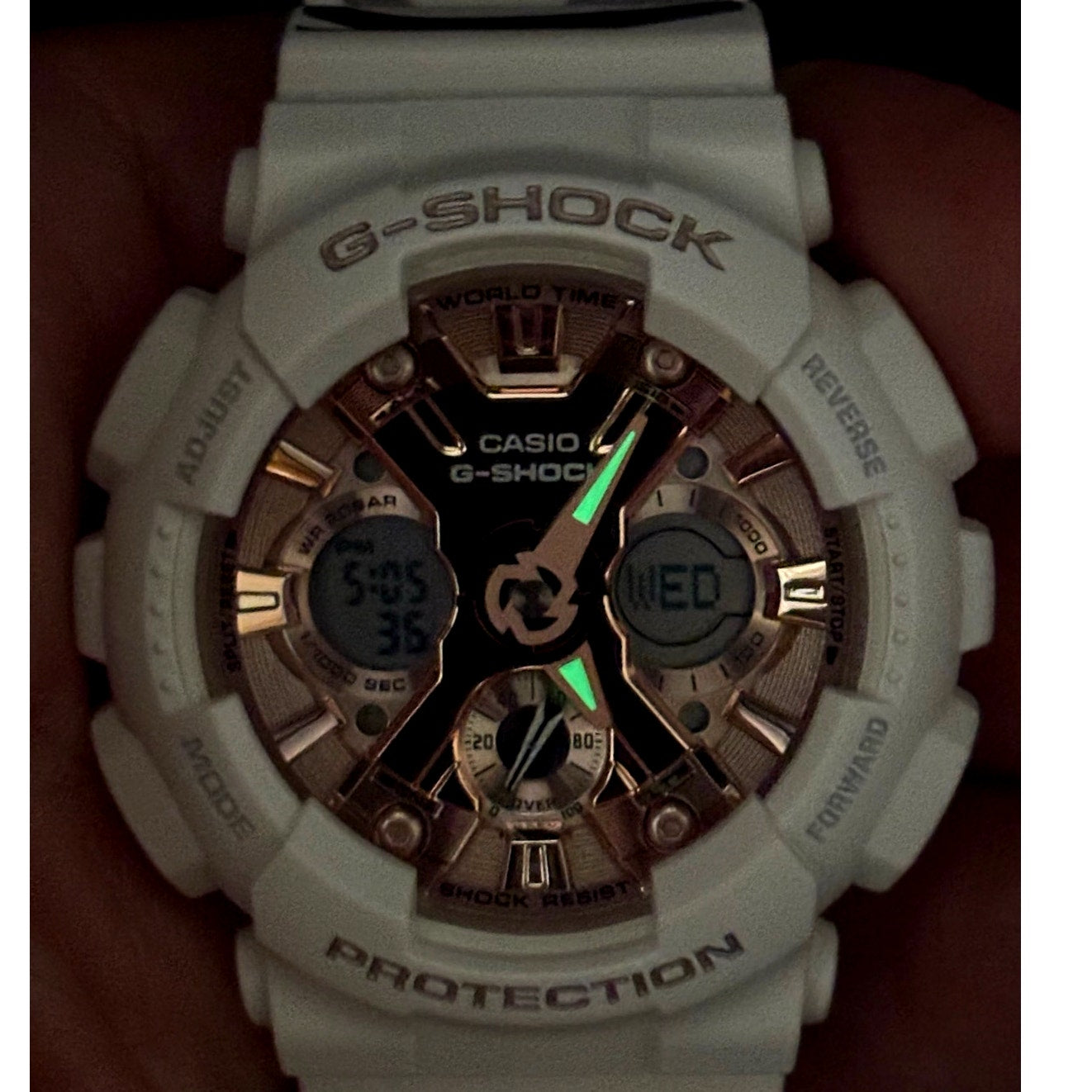 Casio G-Shock GMA-S120MF-7A2 White Rose Gold Zebra Strap NIBWT
