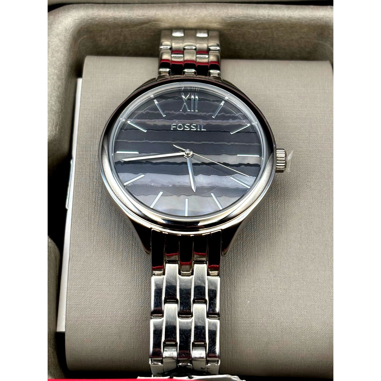 Fossil BQ3246 Women’s 35mm Black Dial Stainless Steel Bracelet Watch NIBWT