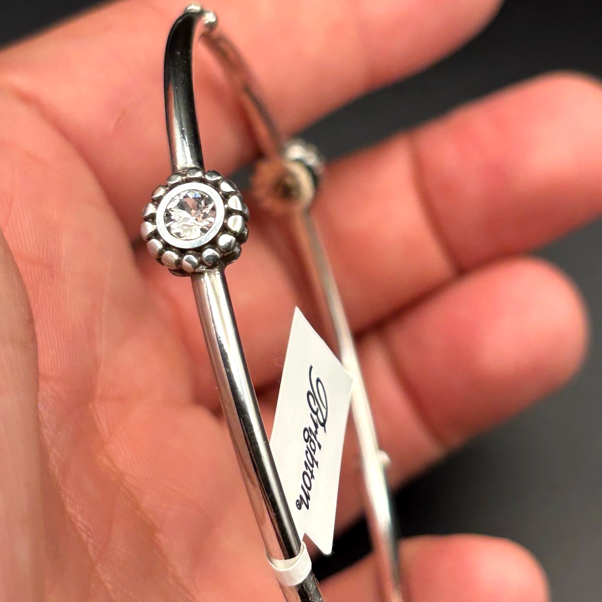 Brighton J39172 Women’s Twinkle Round Bangle Silver Plated Crystal Bracelet NWT