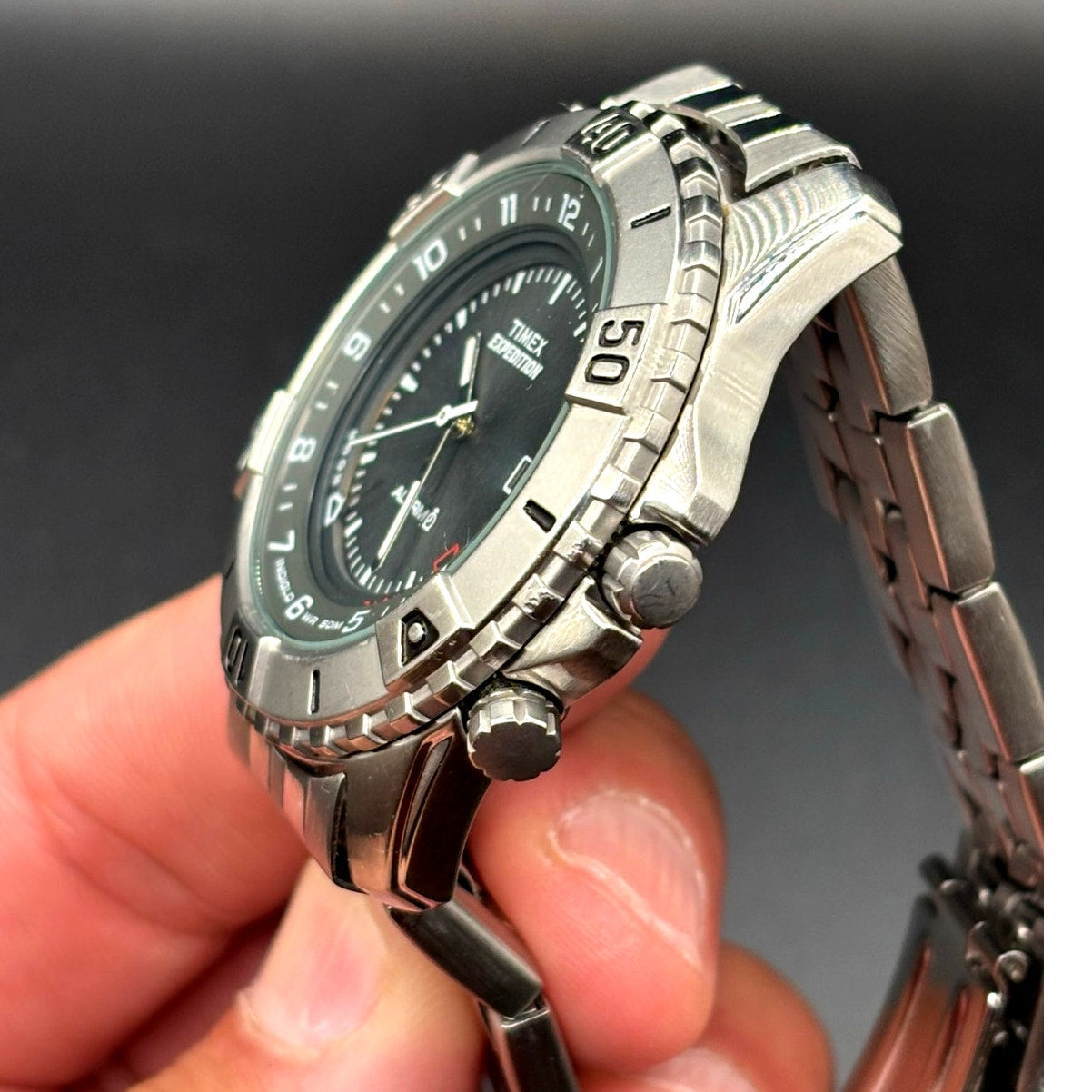 Timex Expedition T43391 Shenmue Alarm Indiglo Steel Bracelet 39mm Vintage Watch