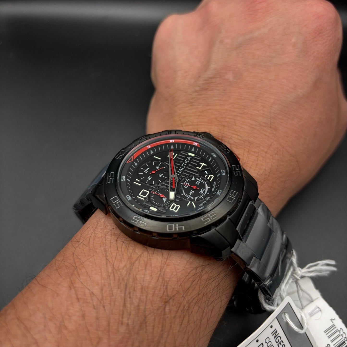Nautica NAPNS305 Mens Chronograph Recycled Stainless Steel Bracelet Watch NIBWT