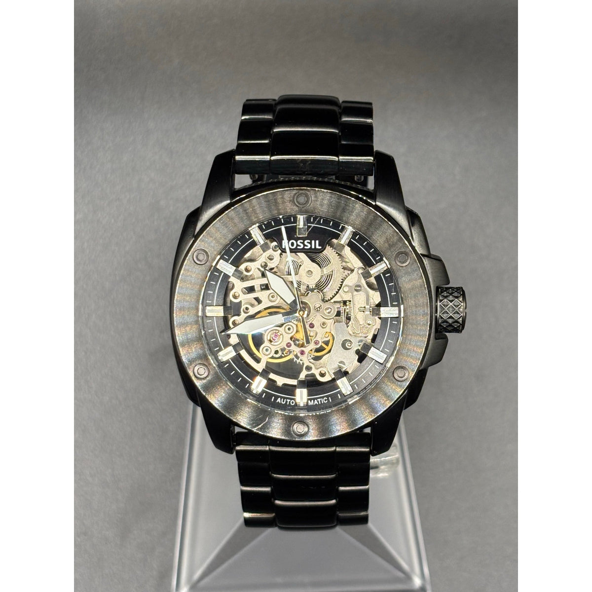 Fossil ME3080 Modern Machine Automatic Skeleton Black Steel Men’s Watch 50mm