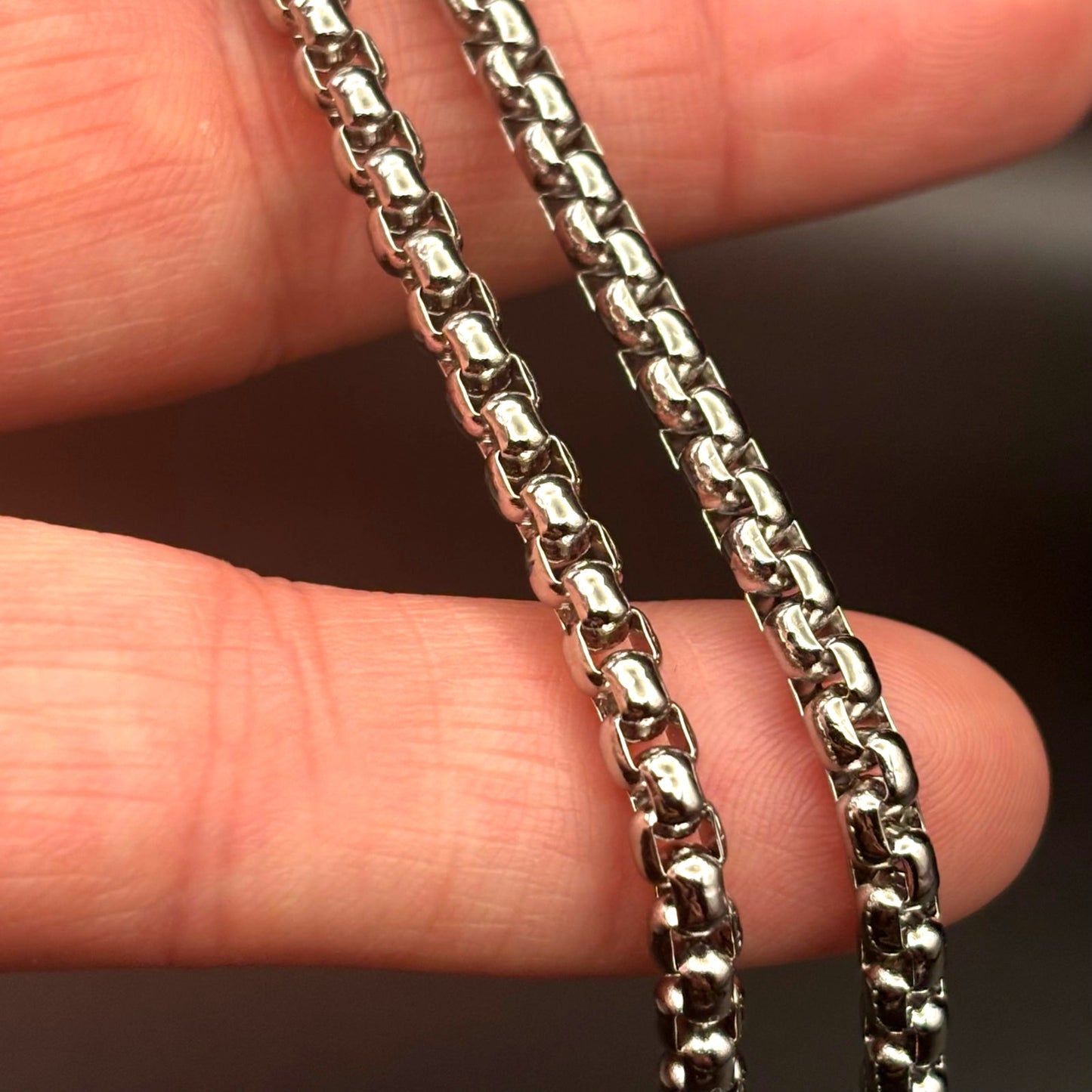 Bain Miller Men’s Silver Tone Brass Box Chain Necklace 21 Inches NIB