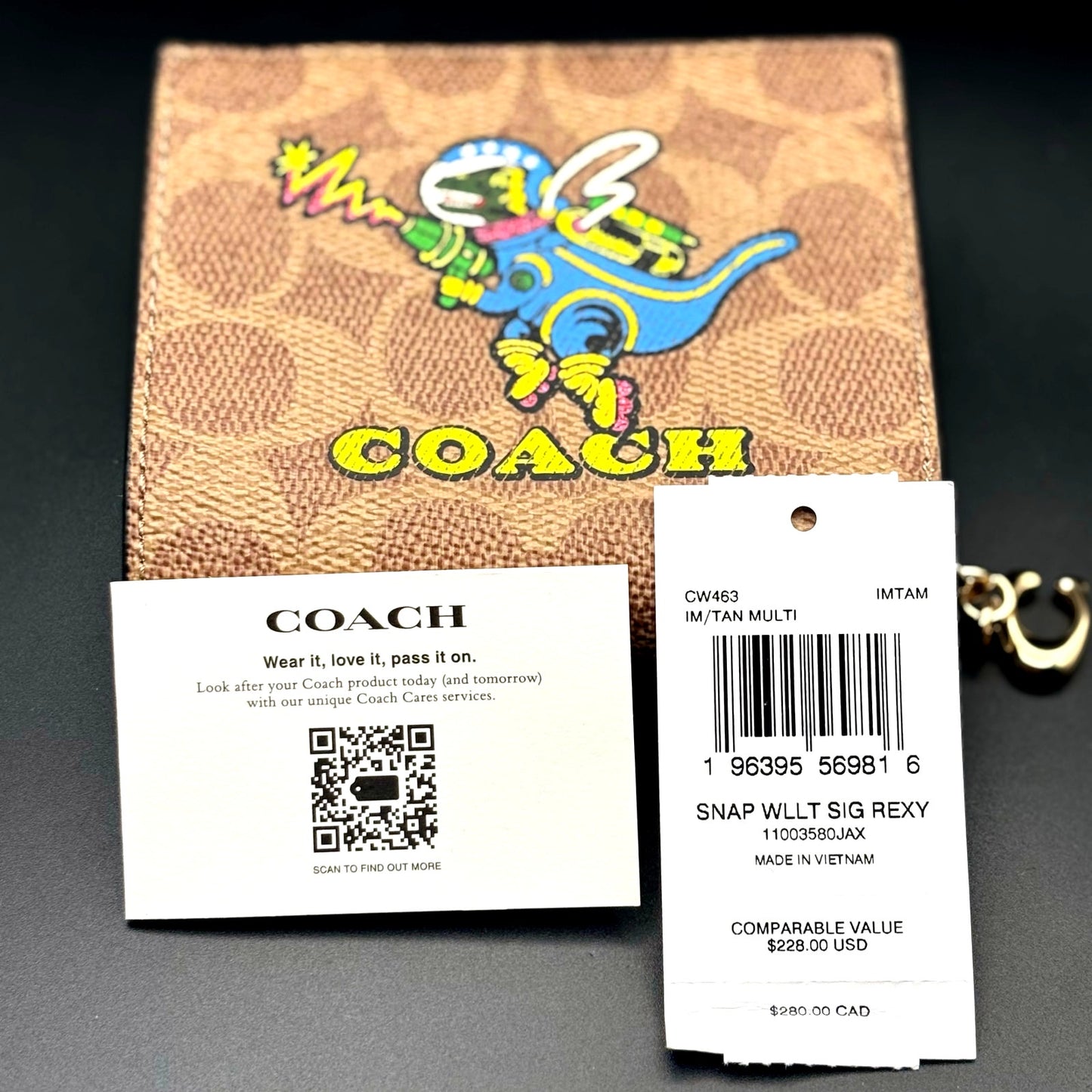 Coach CW463 Women’s Snap Wallet Signature Canvas Cosmic Rexy Astronaut Print NWT