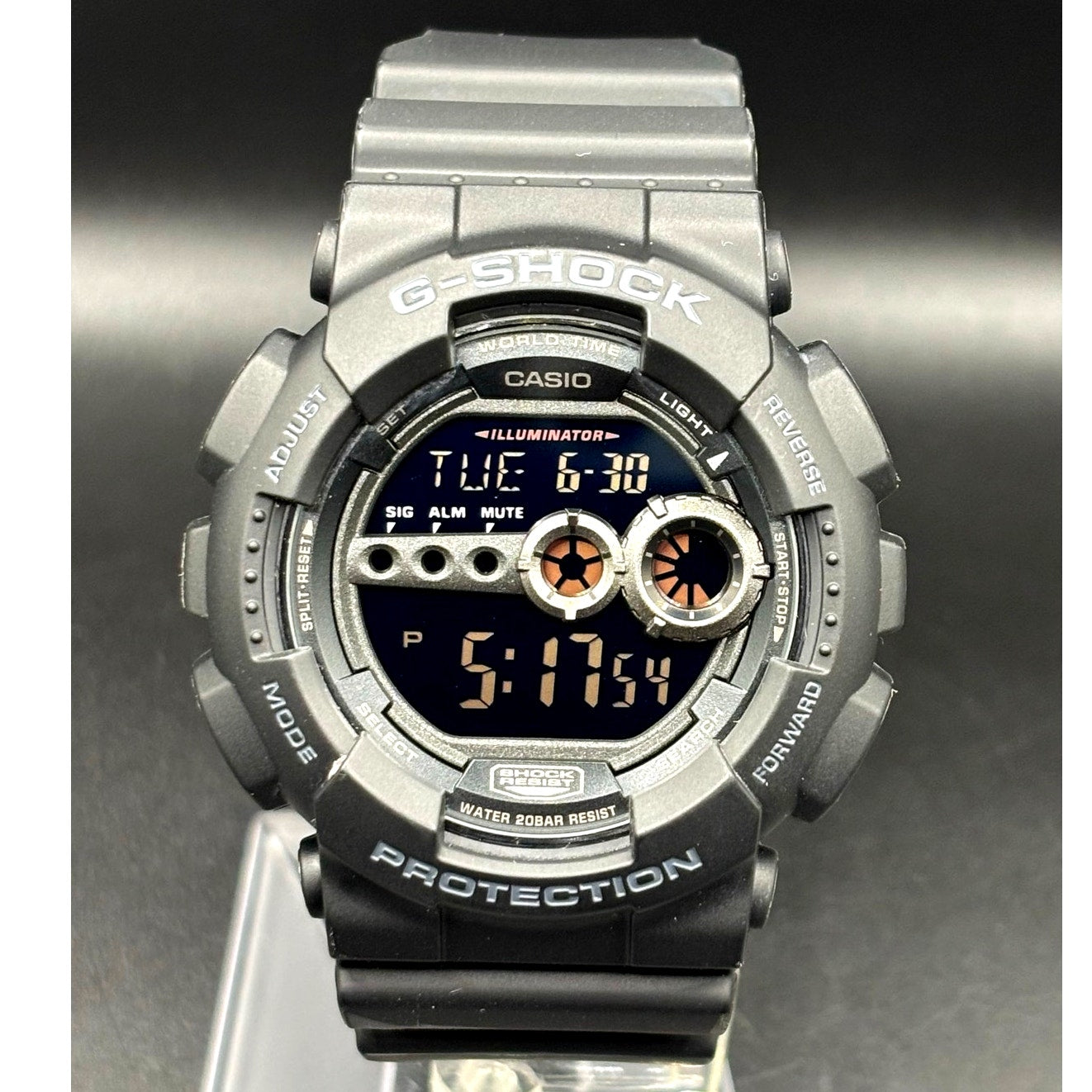 Casio G-Shock GD100-1B Black Digital High Brightness World Time 200M Watch NIB