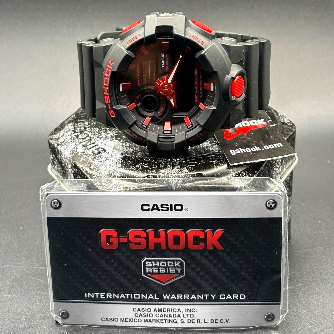 Casio G-Shock GA700BNR-1A Ignite Red Blackout 200M Men's Watch NWT