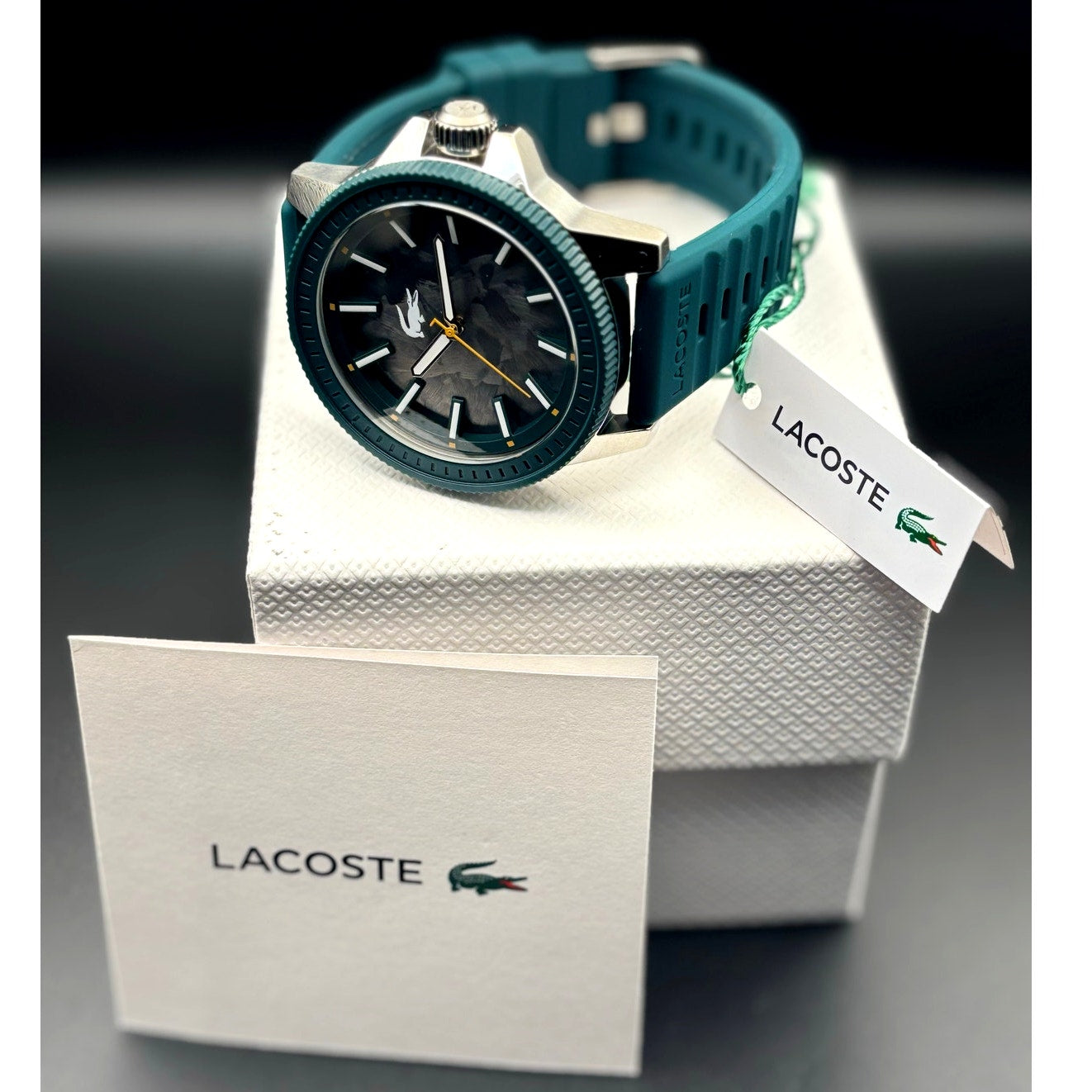 Lacoste Highkey 2011358 Men’s Green Silicone Strap Quartz Watch NIBWT
