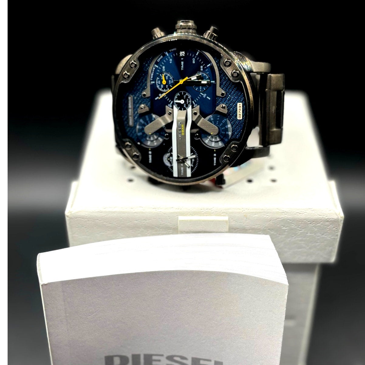 Diesel Mr Daddy 2.0 DZ7331 Blue Dial Multi Time Zone Chronograph Men's Watch NIB