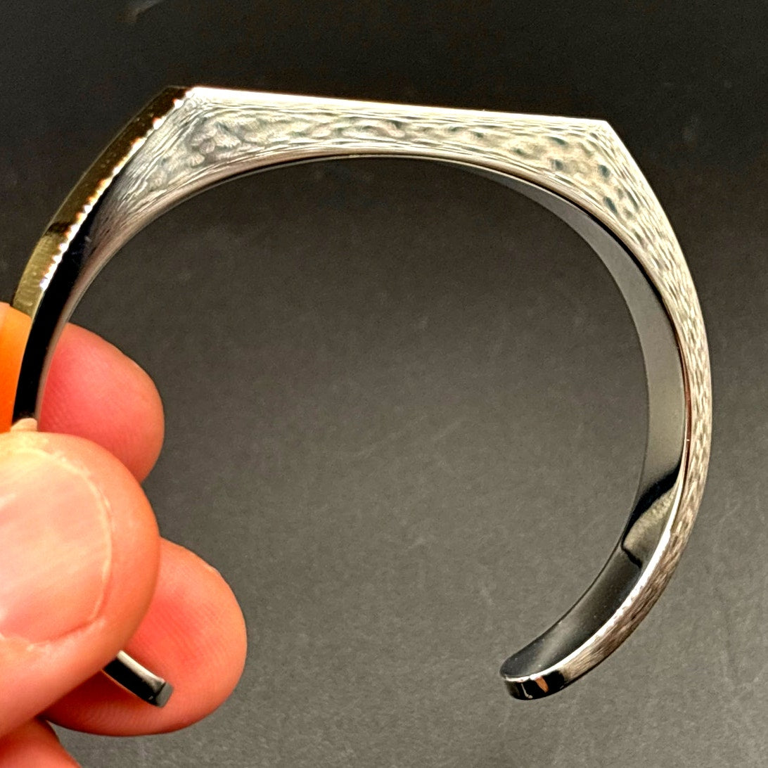 Bulova Two Tone Stainless Steel Open Cuff Bracelet Unisex Small NIB