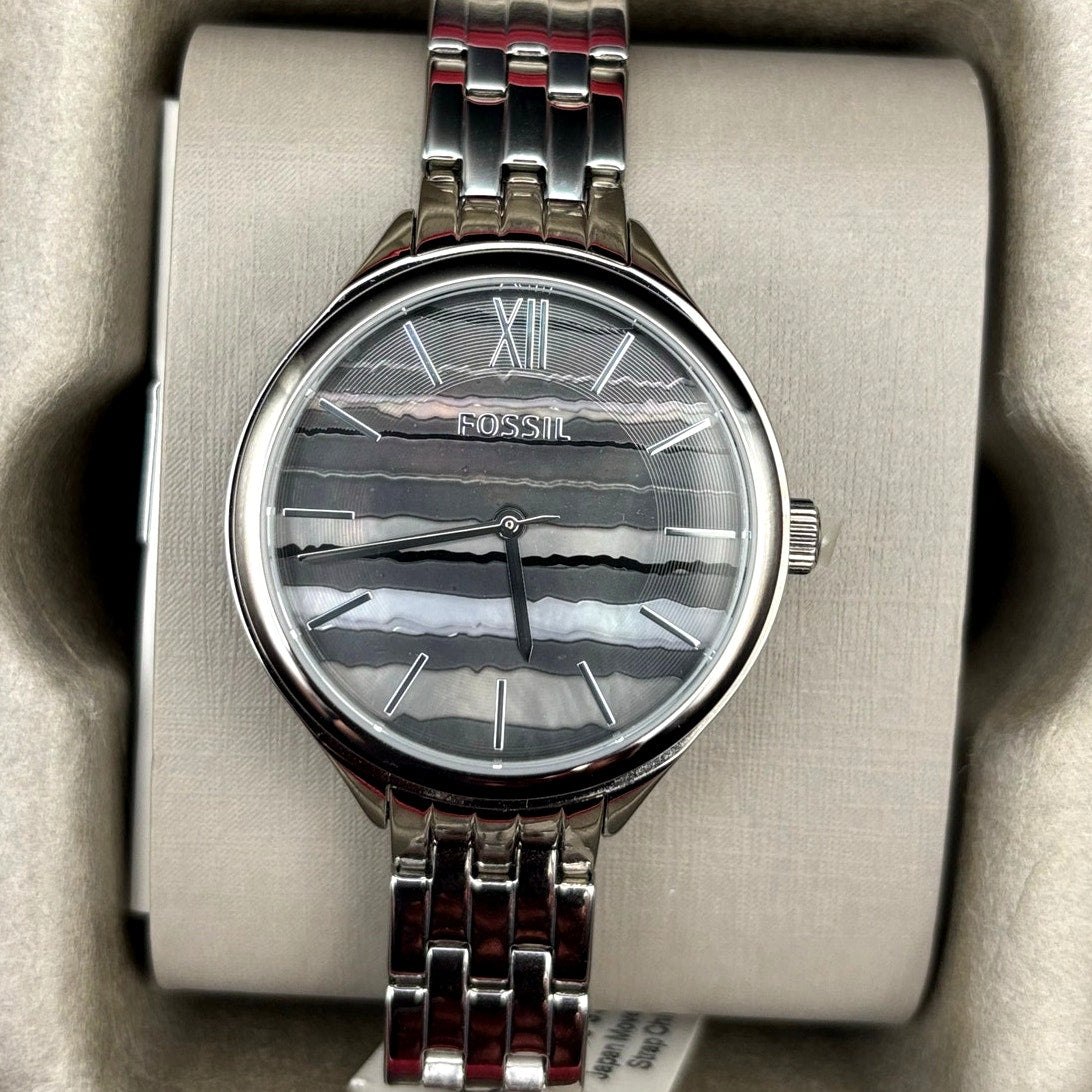 Fossil BQ3246 Women’s 35mm Black Dial Stainless Steel Bracelet Watch NIBWT