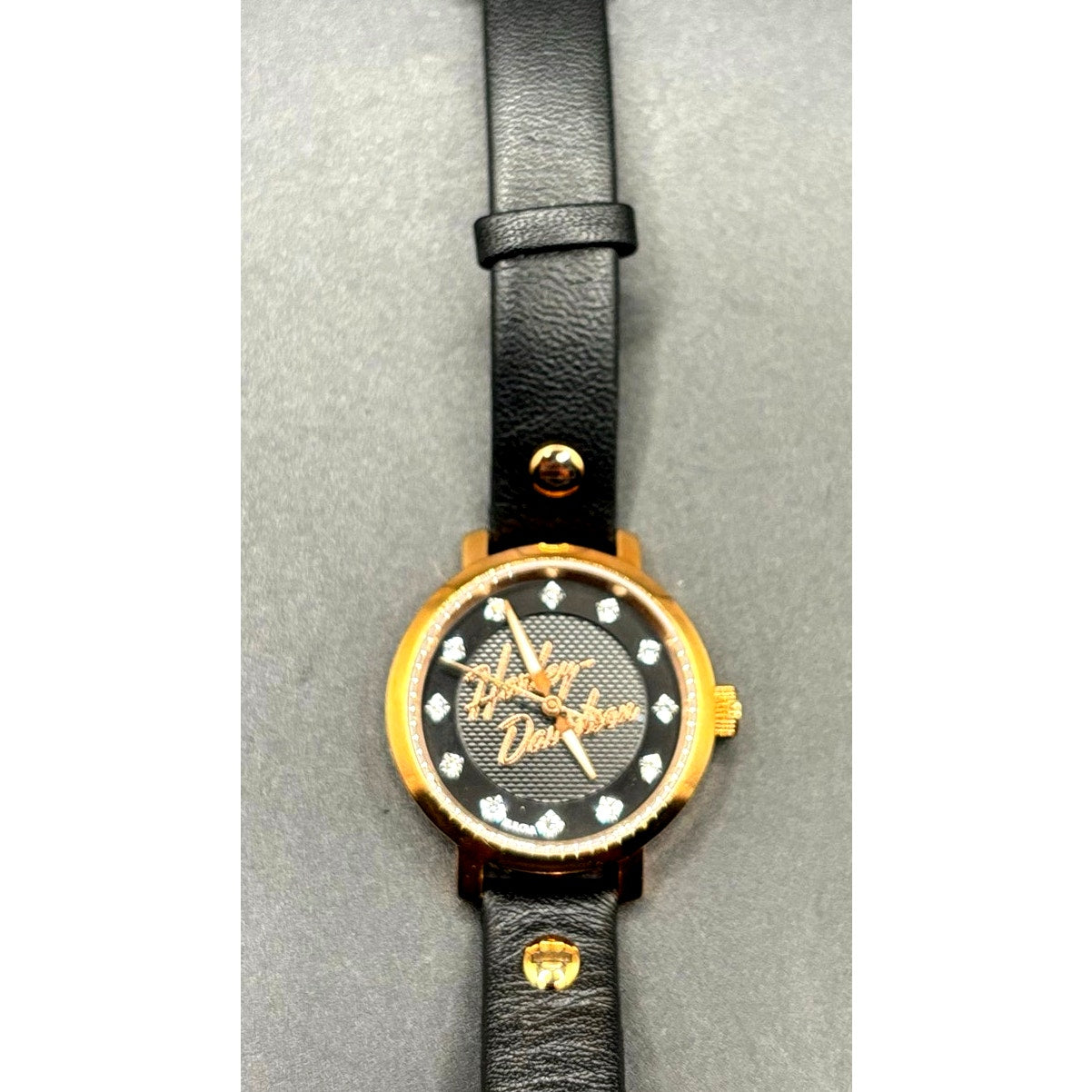 Bulova Harley-Davidson 77L109 Crystal Rose Gold Leather Wrap Women's Watch NIB