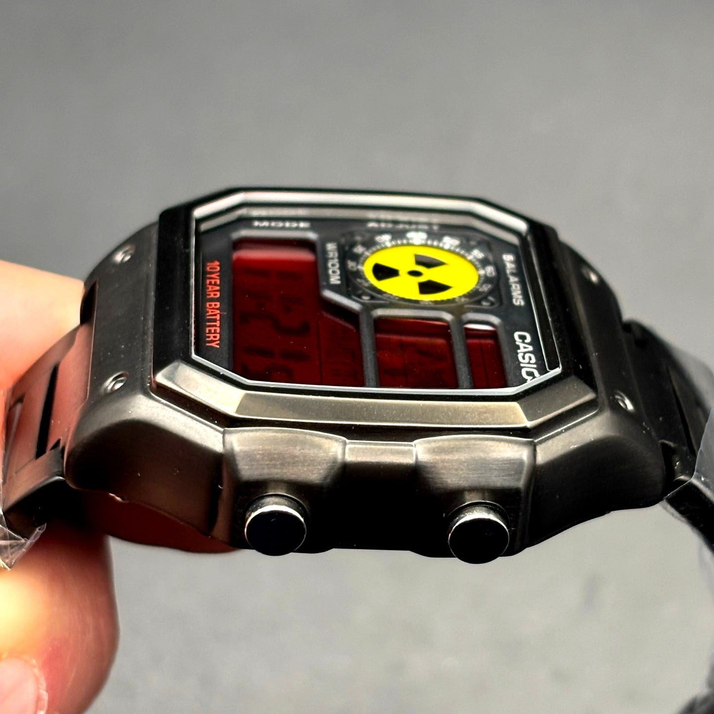 LWS Vector Mk-Blackout Casio AE1200 Dark Stainless Steel Glass Crystal Mod Watch
