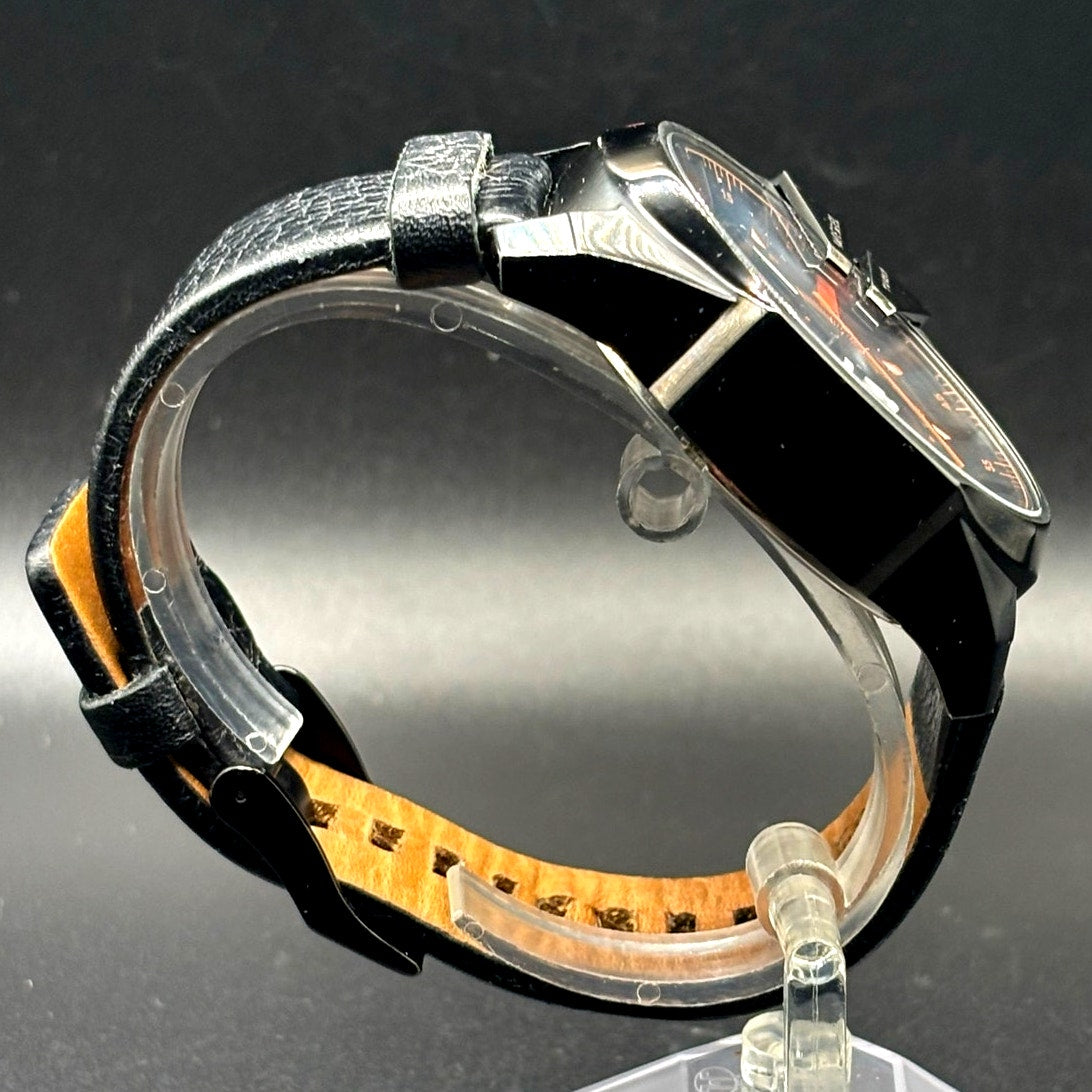 Diesel Mega Chief DZ4291 Black Orange Chronograph Leather Men's Watch 51mm