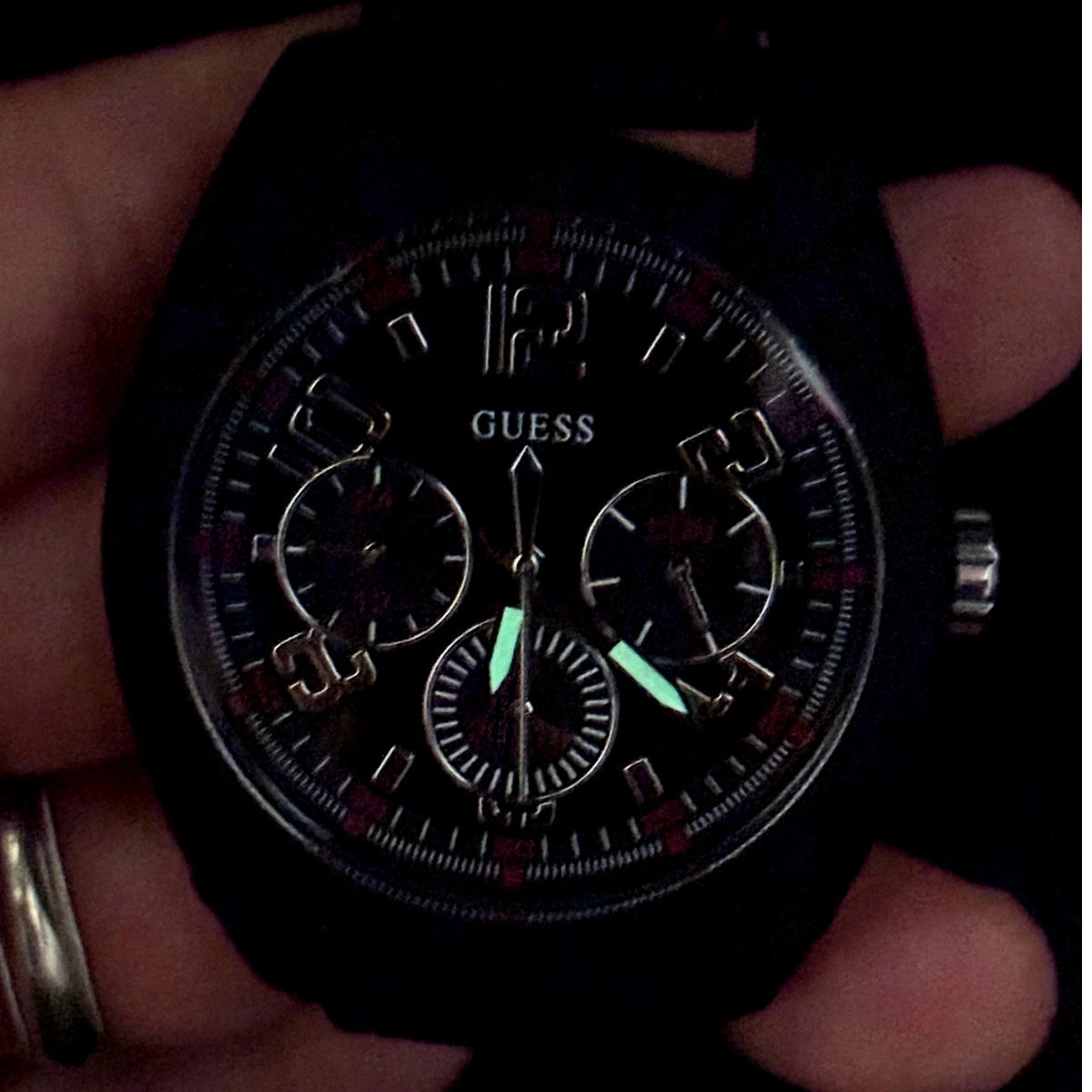 Guess Dash W1256G1 Men’s 46mm Black Multifunction Quartz Watch Red Accents